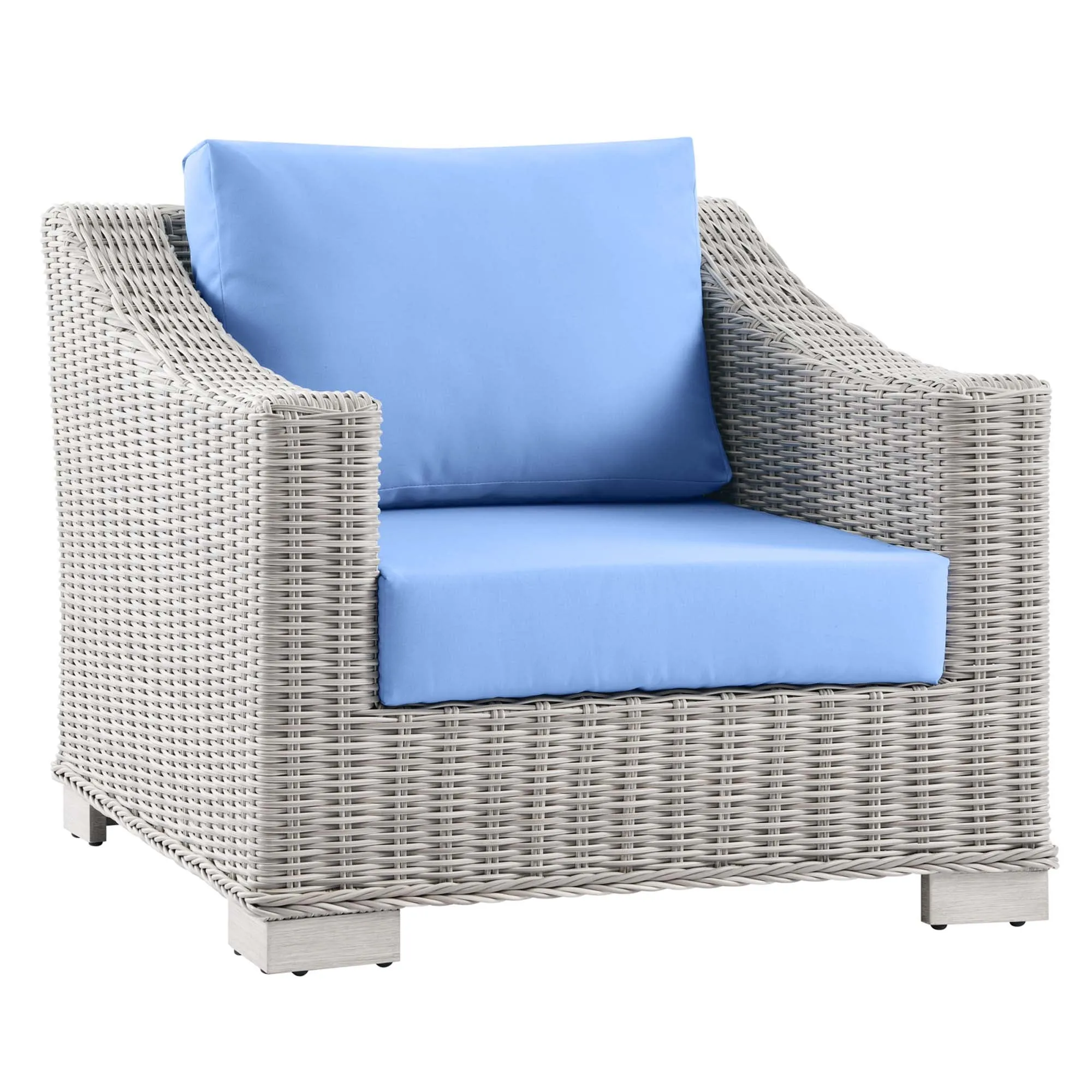 Conway 2-Piece Outdoor Patio Wicker Rattan Armchair and Ottoman Set by Modway