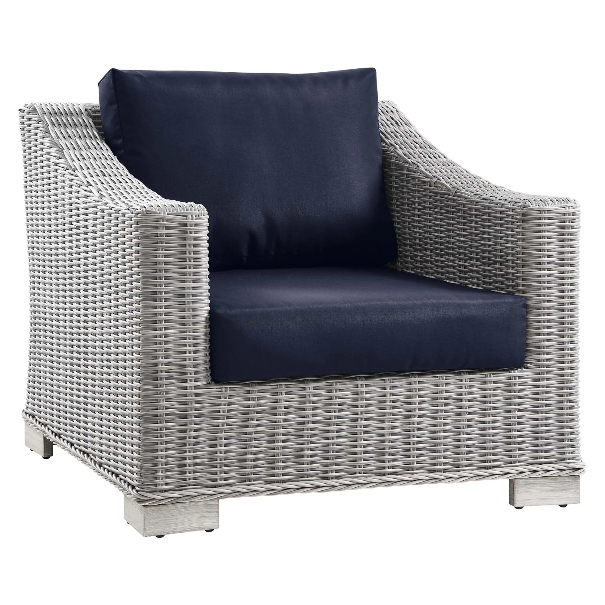 Conway 2-Piece Outdoor Patio Wicker Rattan Armchair and Ottoman Set by Modway