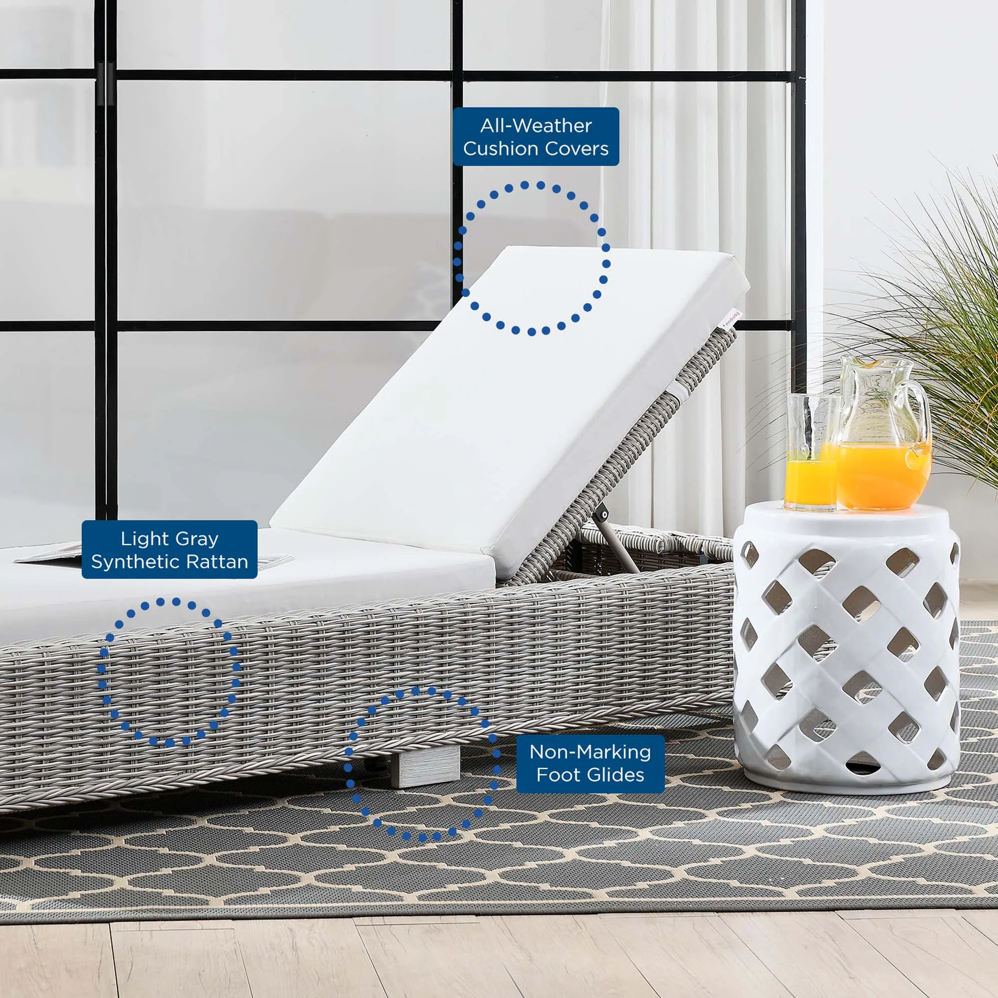 Conway Outdoor Patio Wicker Rattan Chaise Lounge by Modway