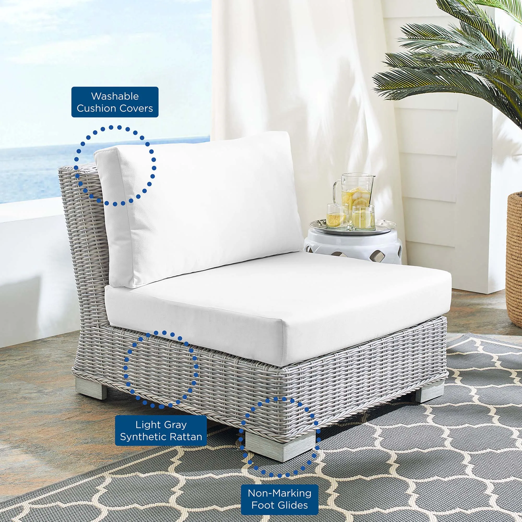 Conway Sunbrella® Outdoor Patio Wicker Rattan Armless Chair by Modway