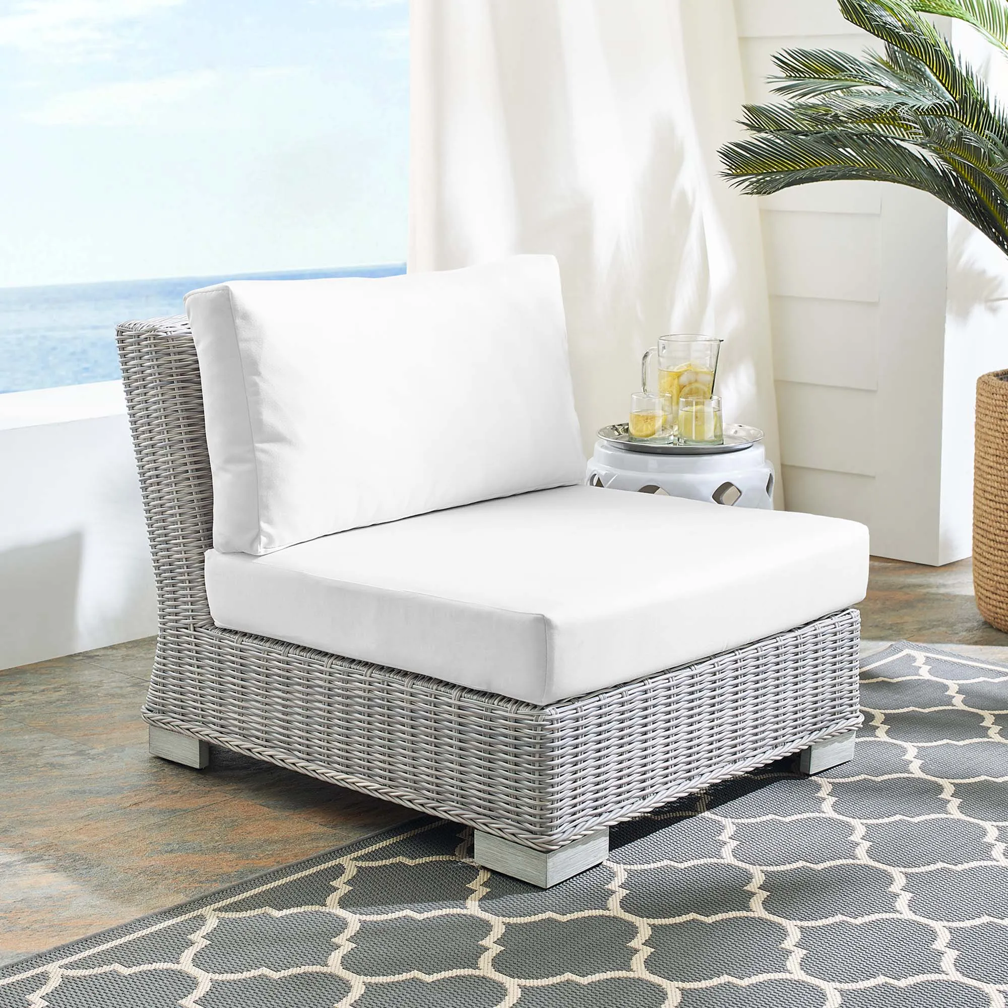 Conway Sunbrella® Outdoor Patio Wicker Rattan Armless Chair by Modway