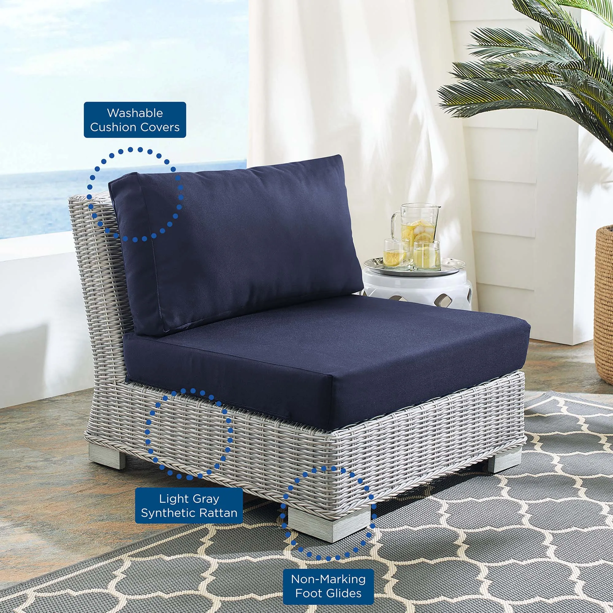 Conway Sunbrella® Outdoor Patio Wicker Rattan Armless Chair by Modway