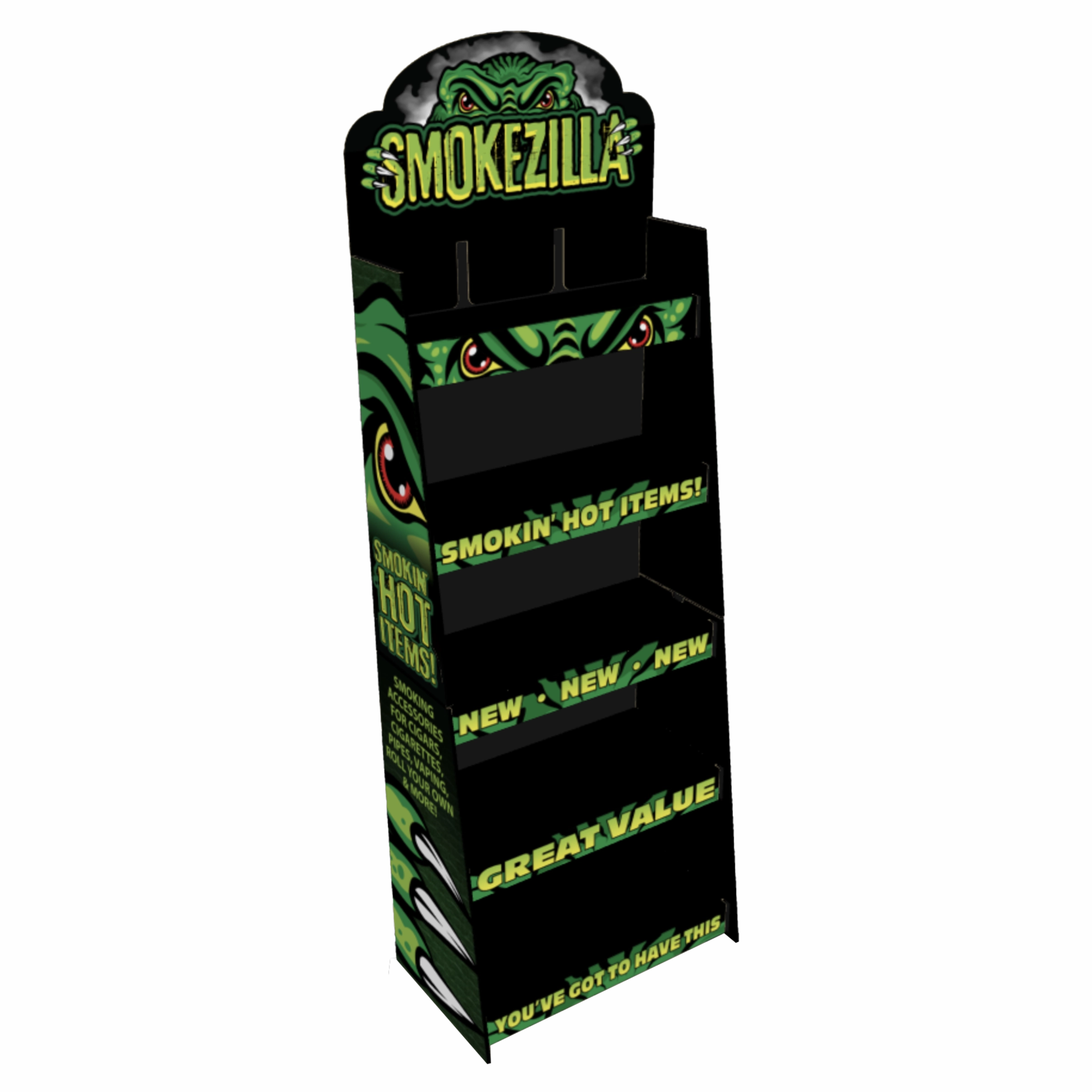 Curated Smokezilla Top Sellers Assorted Smoking Accessories Floor Display 088547