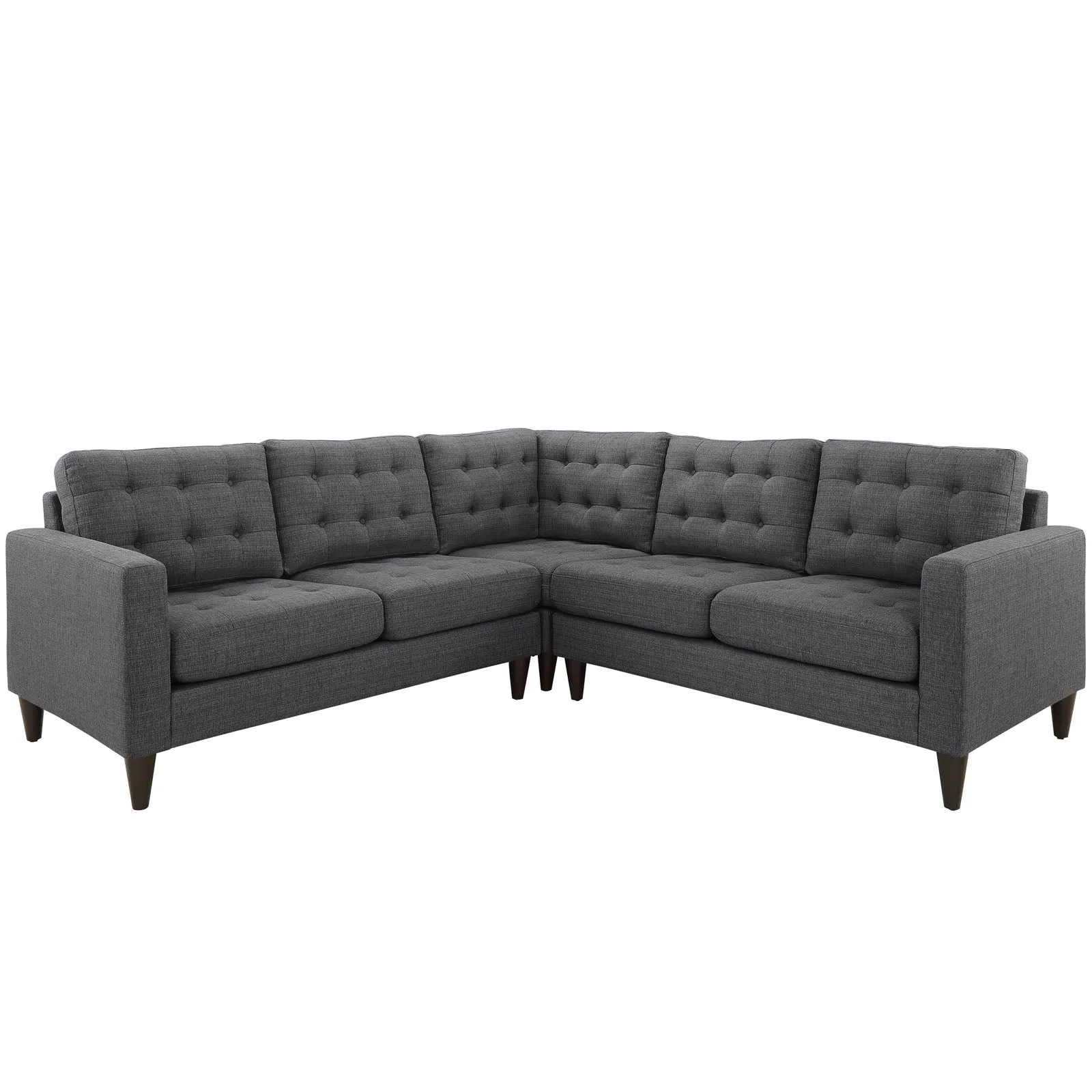 Empress 3 Piece Upholstered Fabric Sectional Sofa Set by Modway