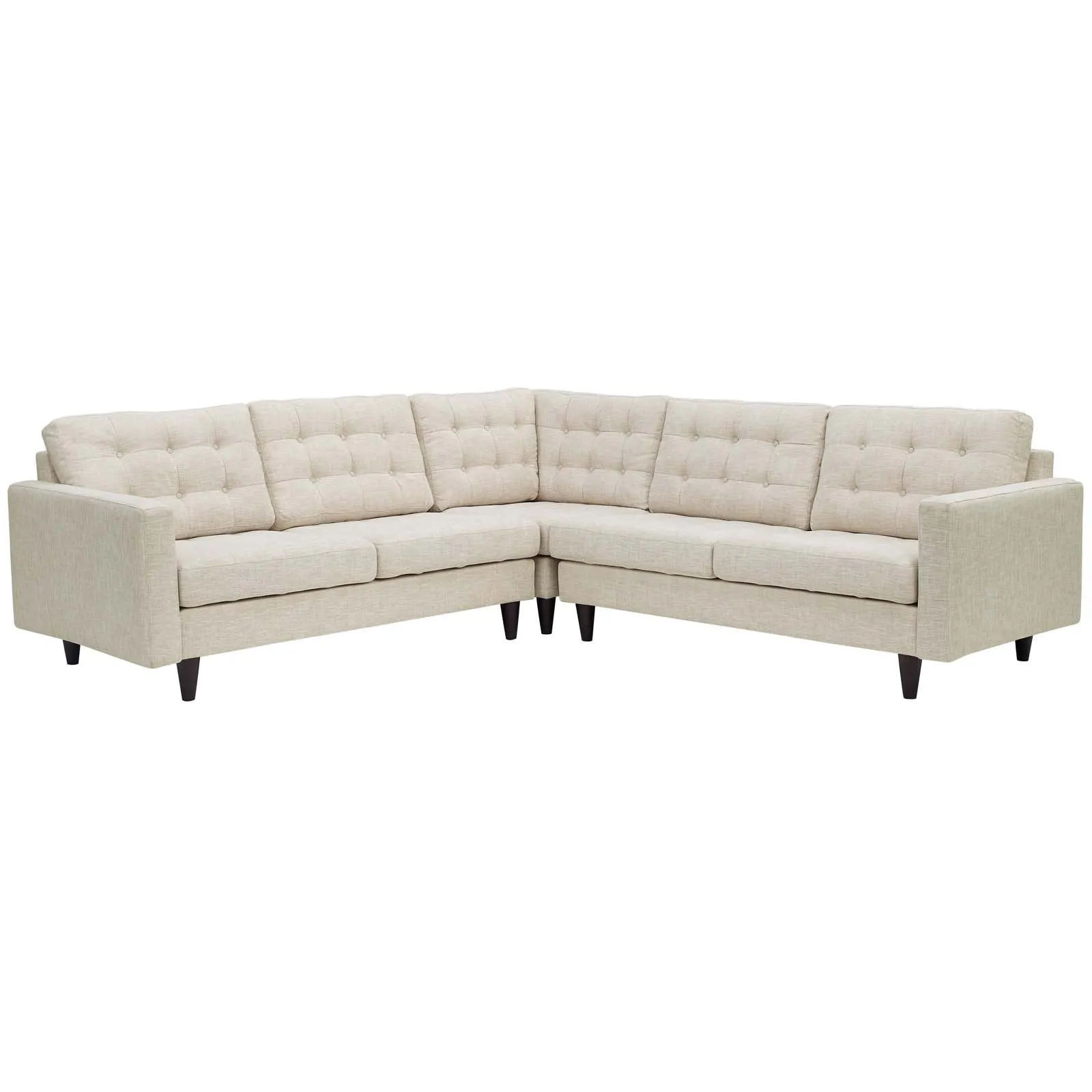 Empress 3 Piece Upholstered Fabric Sectional Sofa Set by Modway