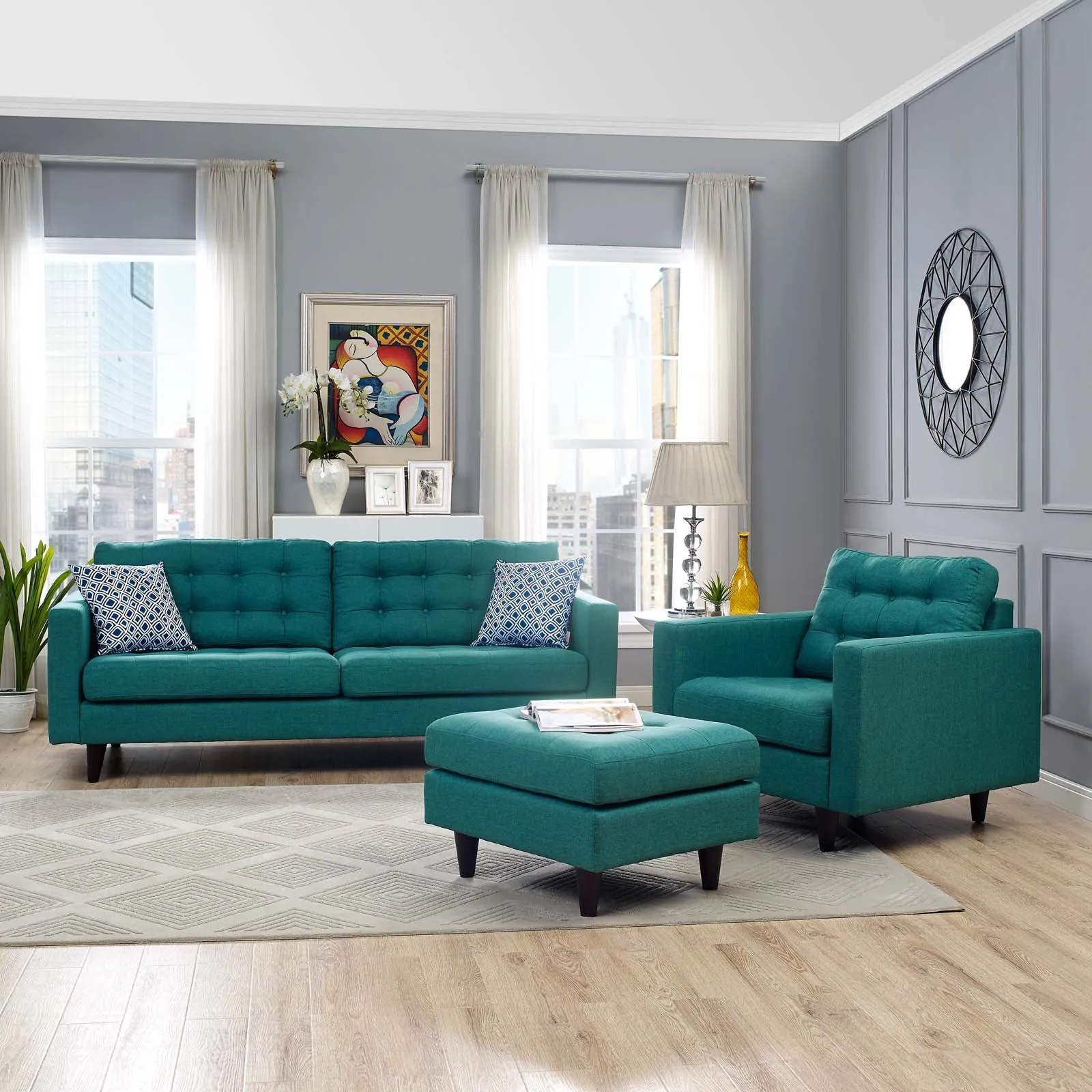 Empress Armchair and Sofa Set of 2 by Modway