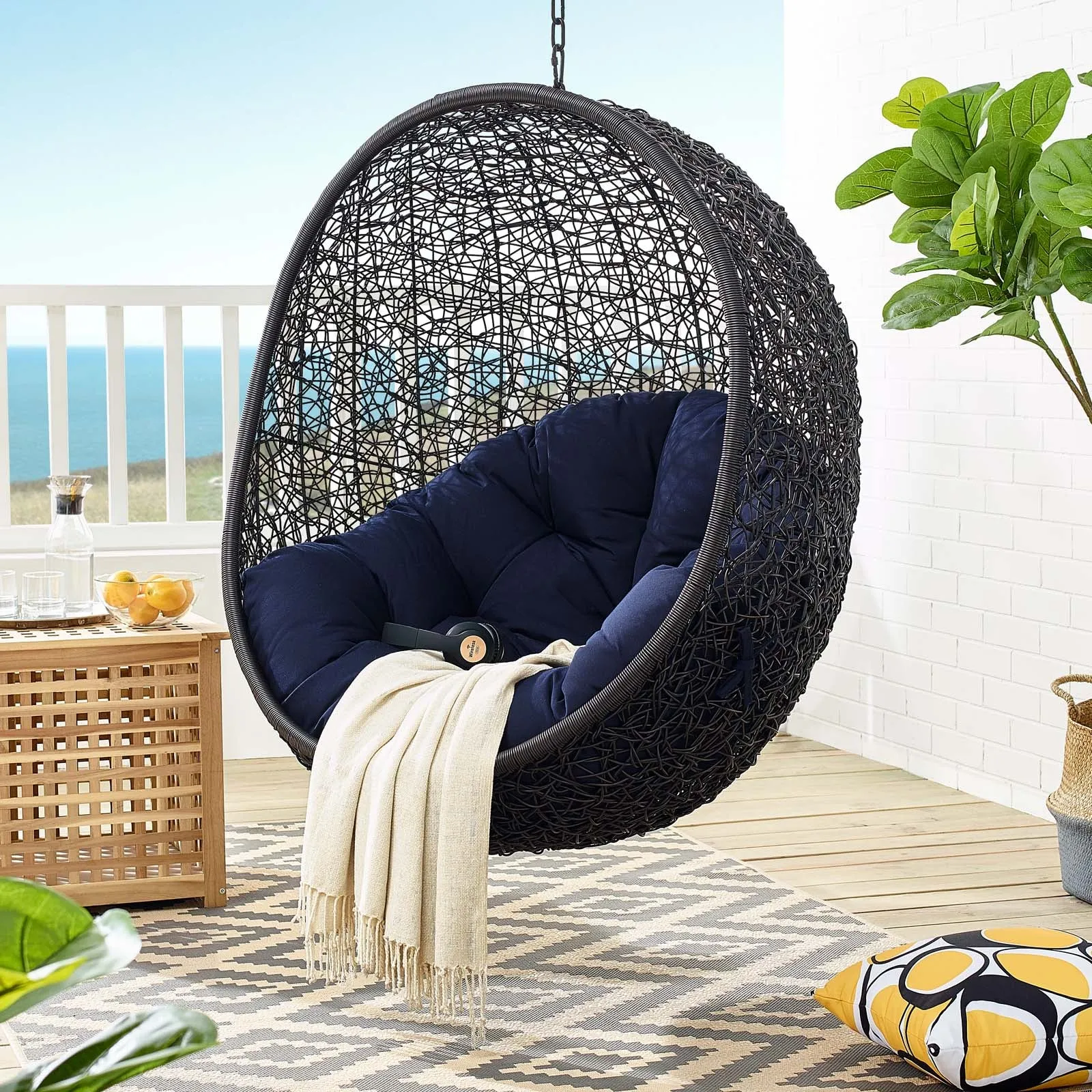 Encase Sunbrella® Fabric Swing Outdoor Patio Lounge Chair Without Stand by Modway