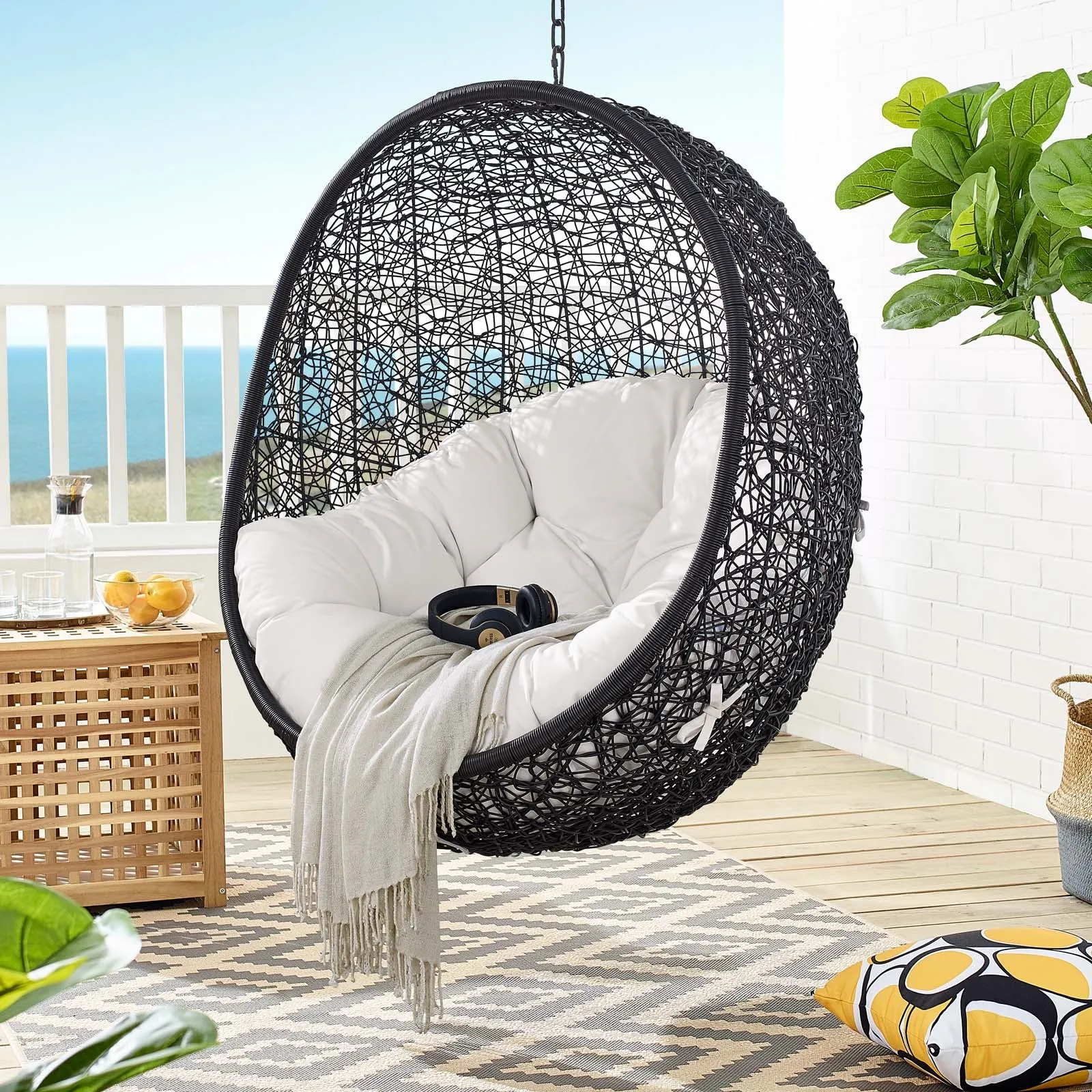 Encase Sunbrella® Fabric Swing Outdoor Patio Lounge Chair Without Stand by Modway