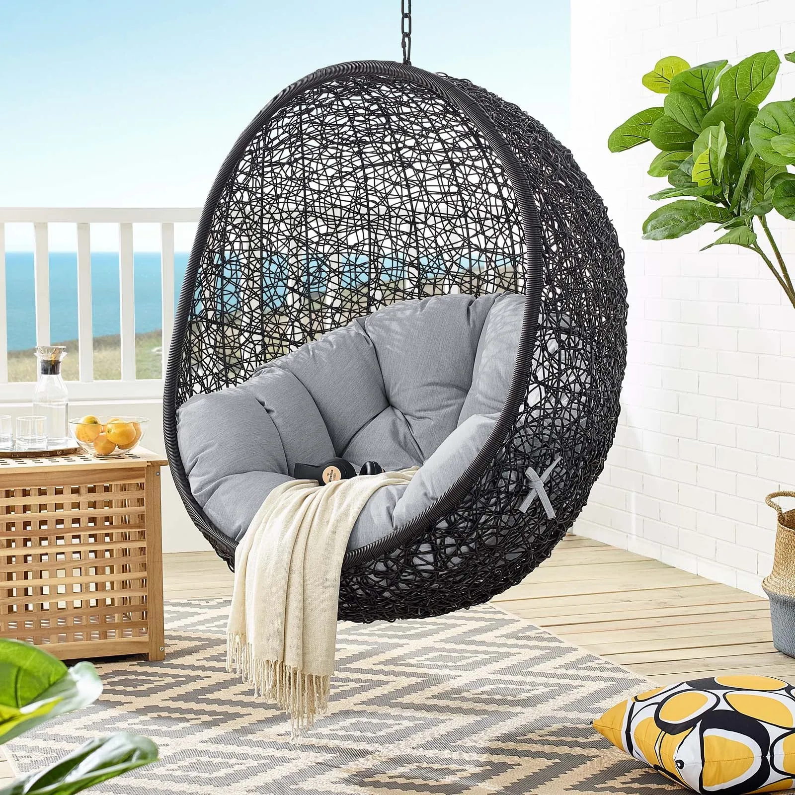 Encase Sunbrella® Fabric Swing Outdoor Patio Lounge Chair Without Stand by Modway
