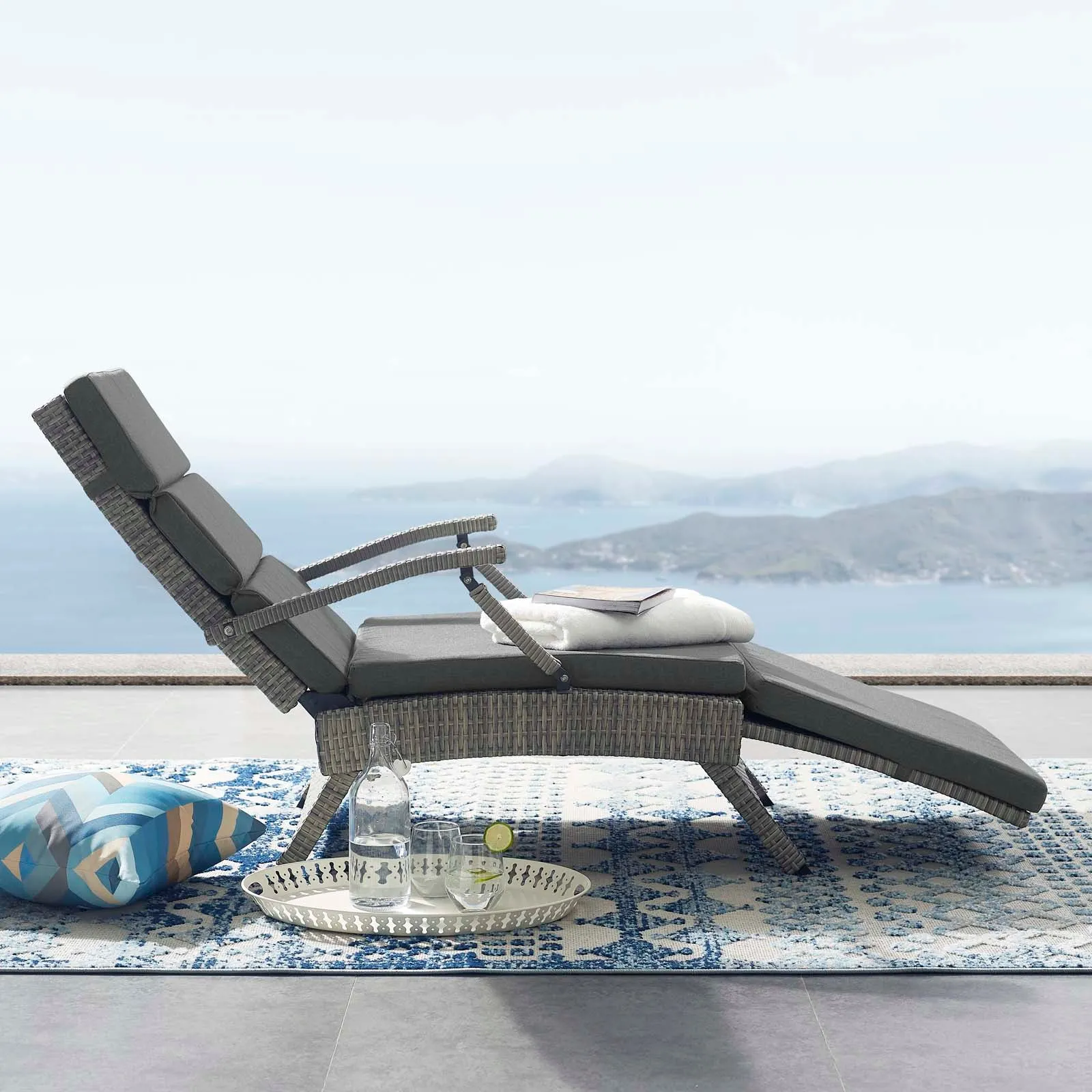 Envisage Chaise Outdoor Patio Wicker Rattan Lounge Chair by Modway