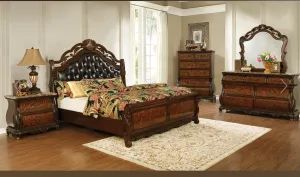 Exeter Queen Tufted Upholstered Sleigh Bed Dark Burl