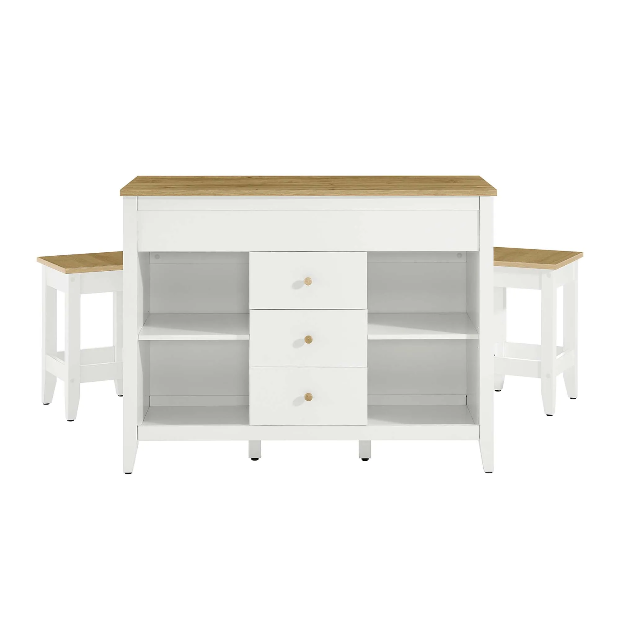 Farmstead 3-Piece Kitchen Island and Stool Set by Modway