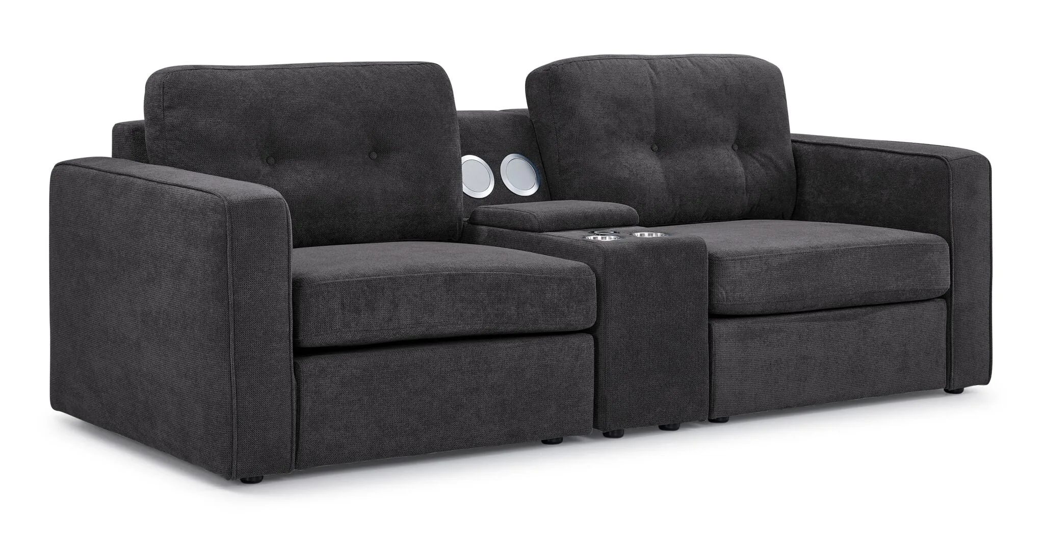 Feeling Connected - Connex 3-Piece Modular Chair with Storage Console - Dark Grey