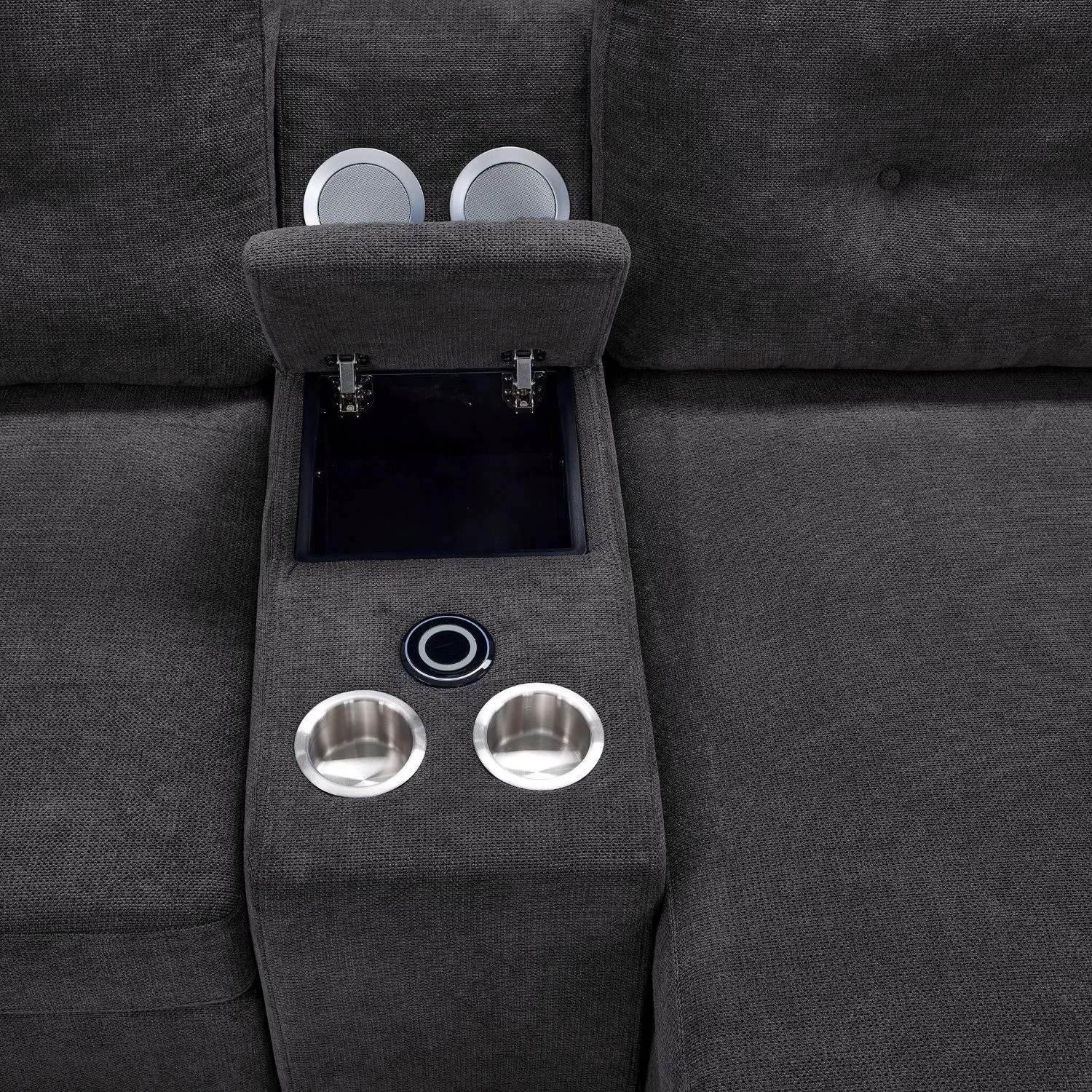 Feeling Connected - Connex 3-Piece Modular Chair with Storage Console - Dark Grey