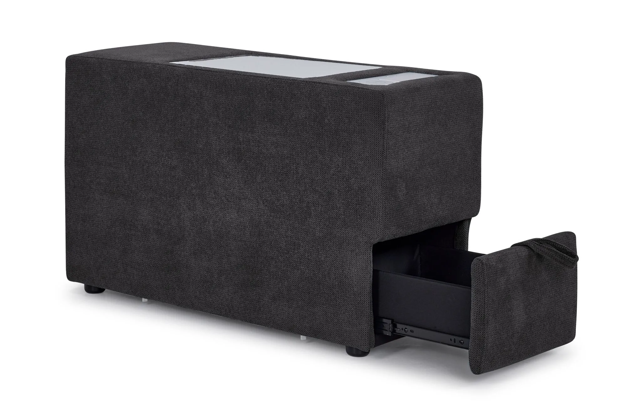 Feeling Connected - Connex 3-Piece Modular Sectional with Chaise and Drawer Console - Dark Grey
