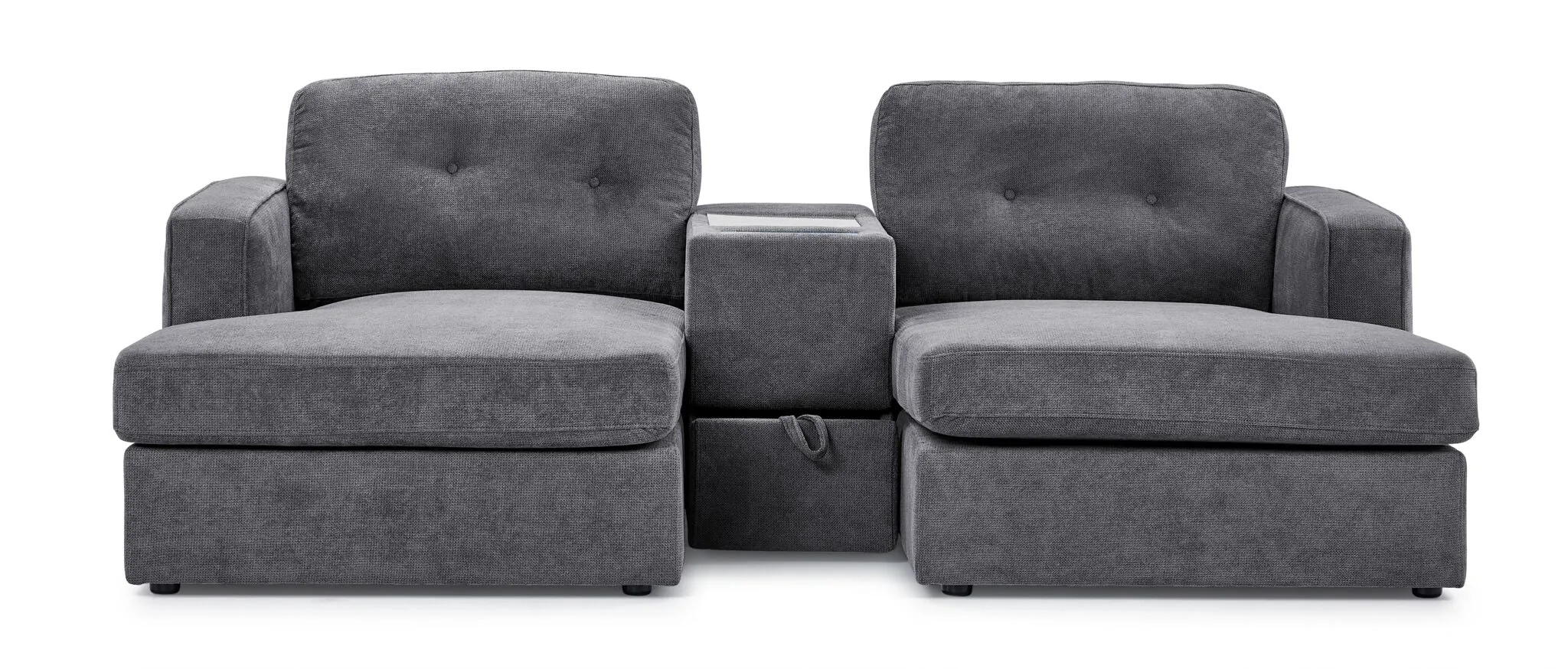 Feeling Connected - Connex 3-Piece Modular Sectional with Chaise and Drawer Console - Light Grey