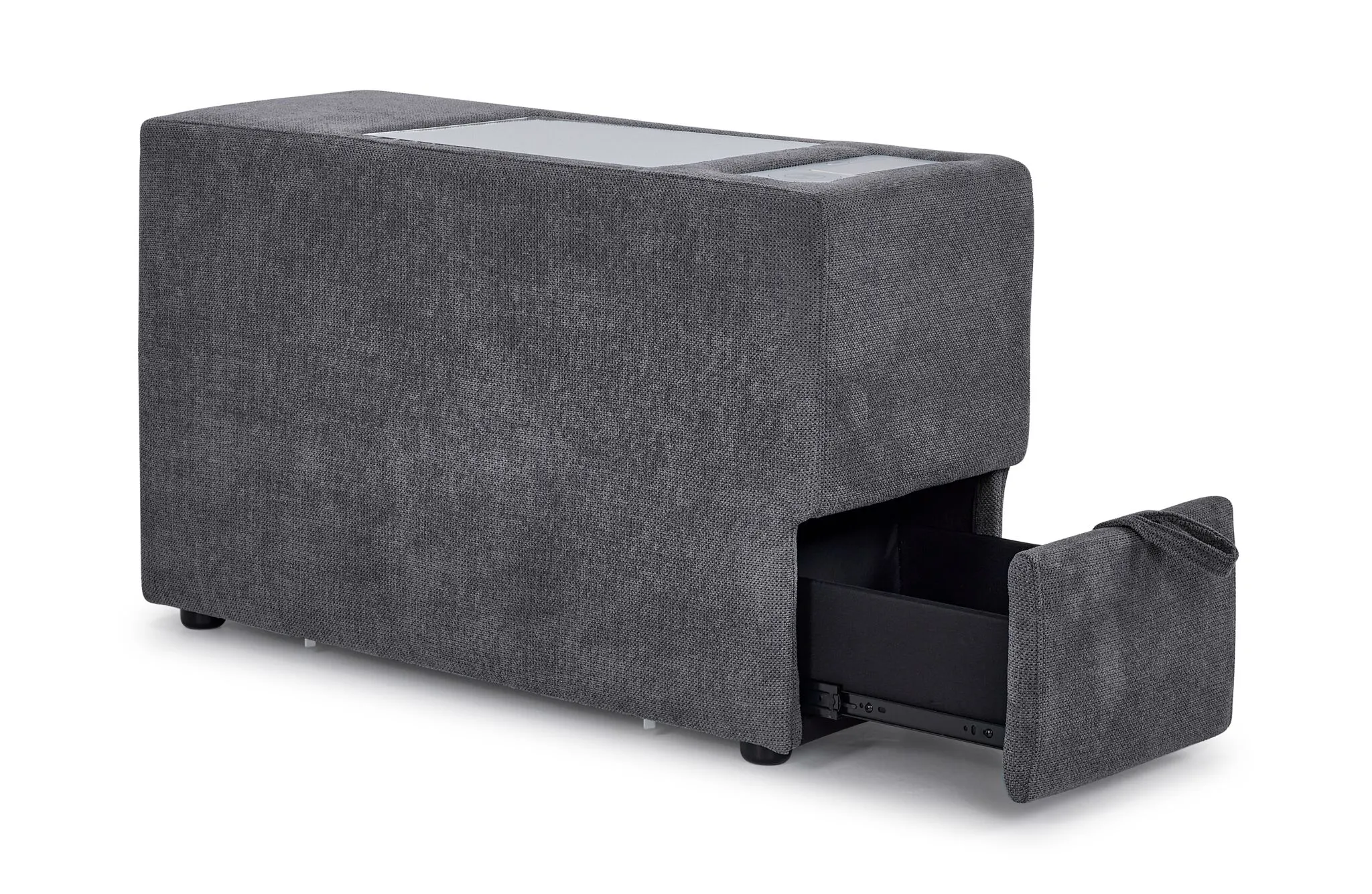 Feeling Connected - Connex 3-Piece Modular Sectional with Chaise and Drawer Console - Light Grey