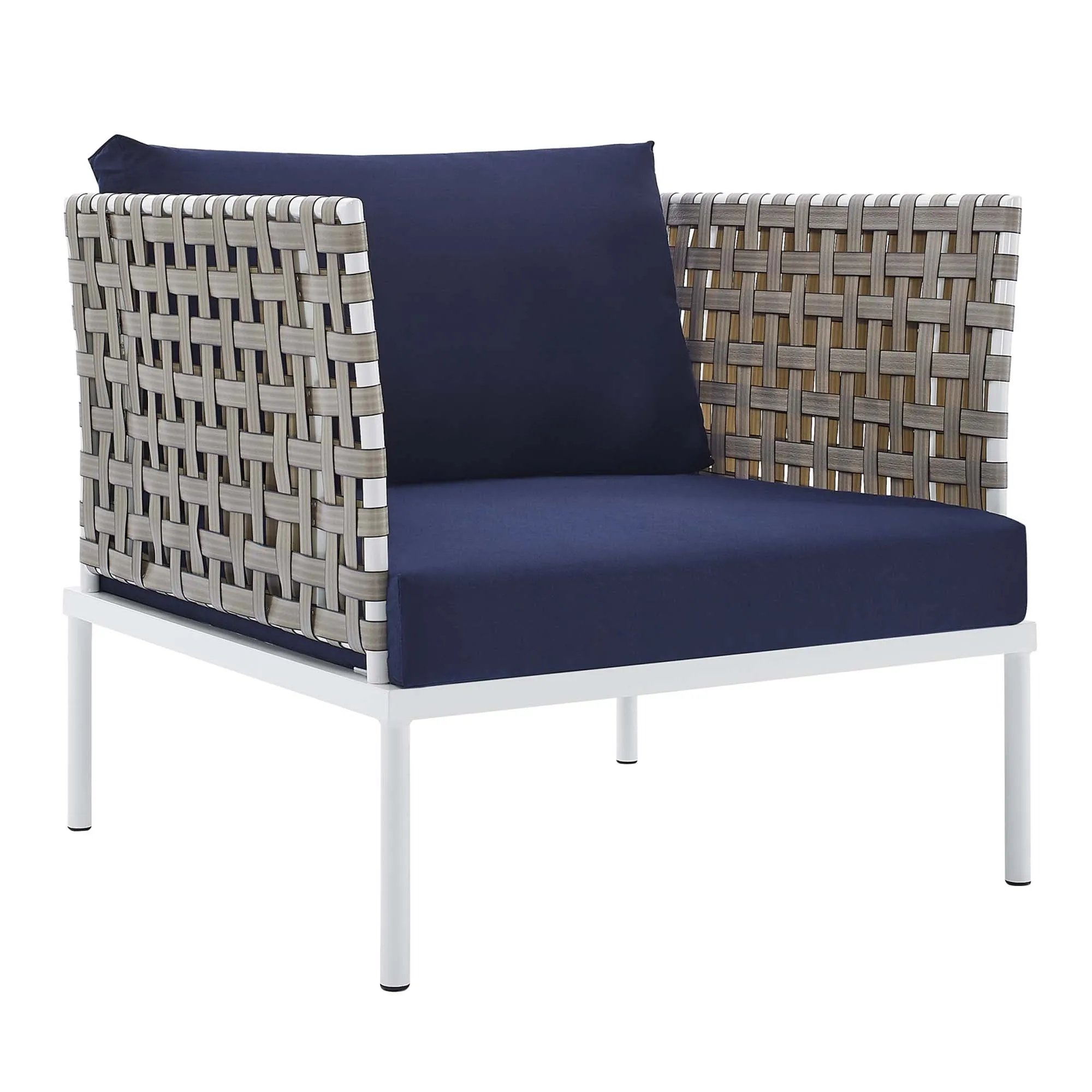 Harmony 3-Piece  Sunbrella® Basket Weave Outdoor Patio Aluminum Seating Set by Modway