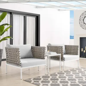 Harmony 3-Piece  Sunbrella® Basket Weave Outdoor Patio Aluminum Seating Set by Modway