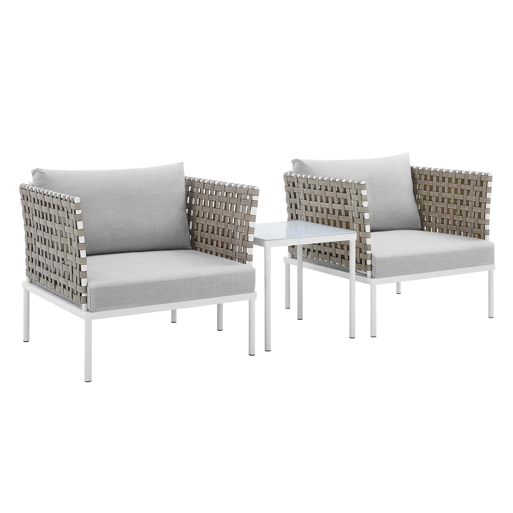 Harmony 3-Piece  Sunbrella® Basket Weave Outdoor Patio Aluminum Seating Set by Modway