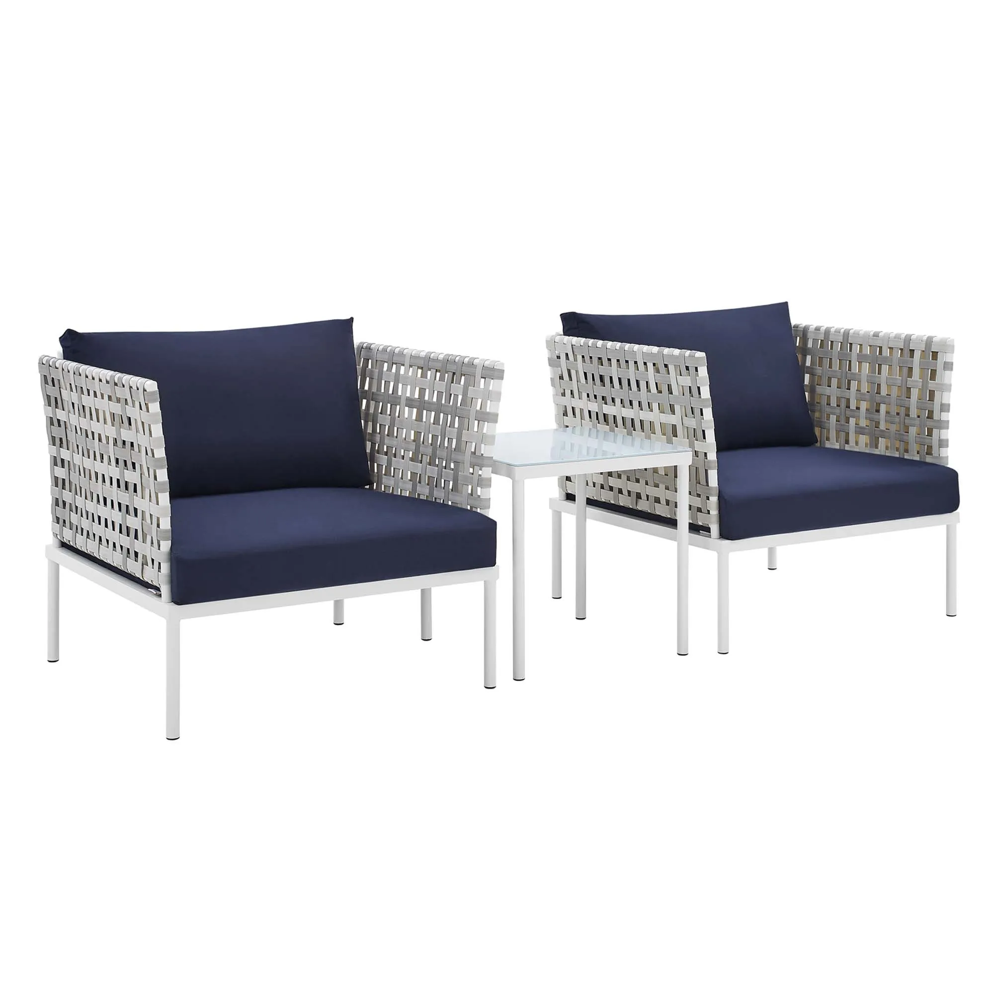 Harmony 3-Piece  Sunbrella® Basket Weave Outdoor Patio Aluminum Seating Set by Modway
