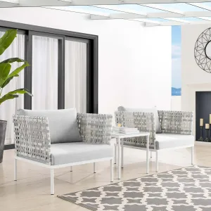 Harmony 3-Piece  Sunbrella® Basket Weave Outdoor Patio Aluminum Seating Set by Modway