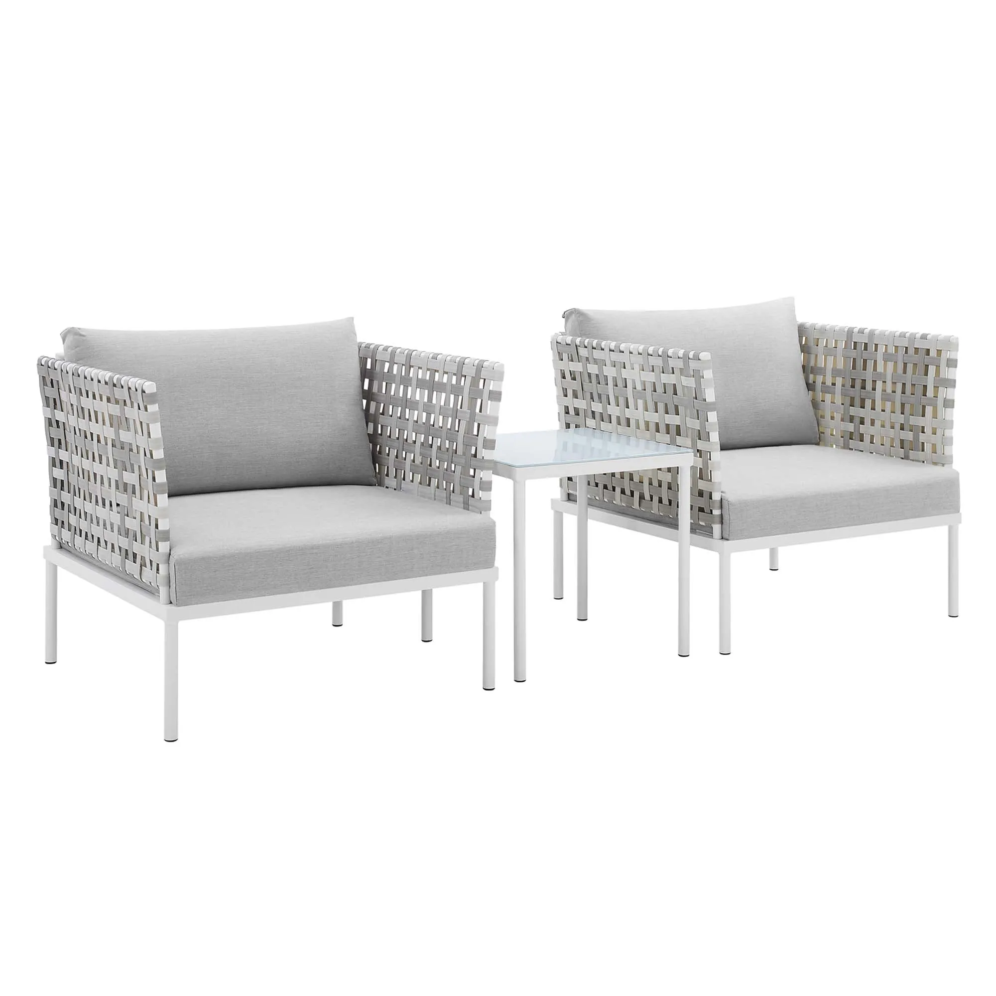 Harmony 3-Piece  Sunbrella® Basket Weave Outdoor Patio Aluminum Seating Set by Modway