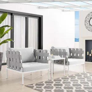 Harmony 3-Piece  Sunbrella® Outdoor Patio Aluminum Seating Set by Modway