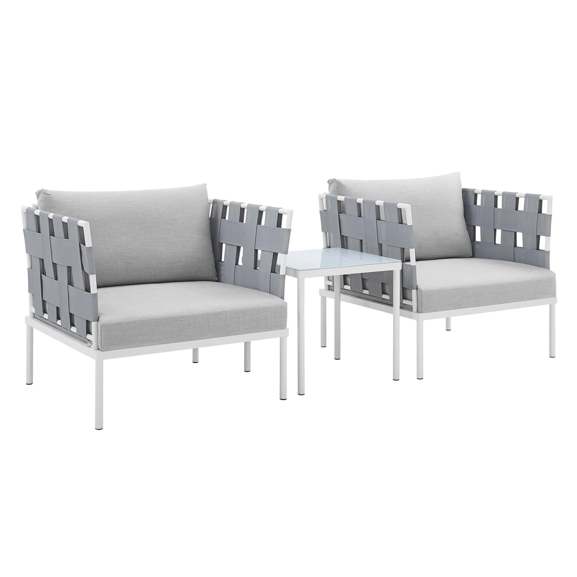 Harmony 3-Piece  Sunbrella® Outdoor Patio Aluminum Seating Set by Modway