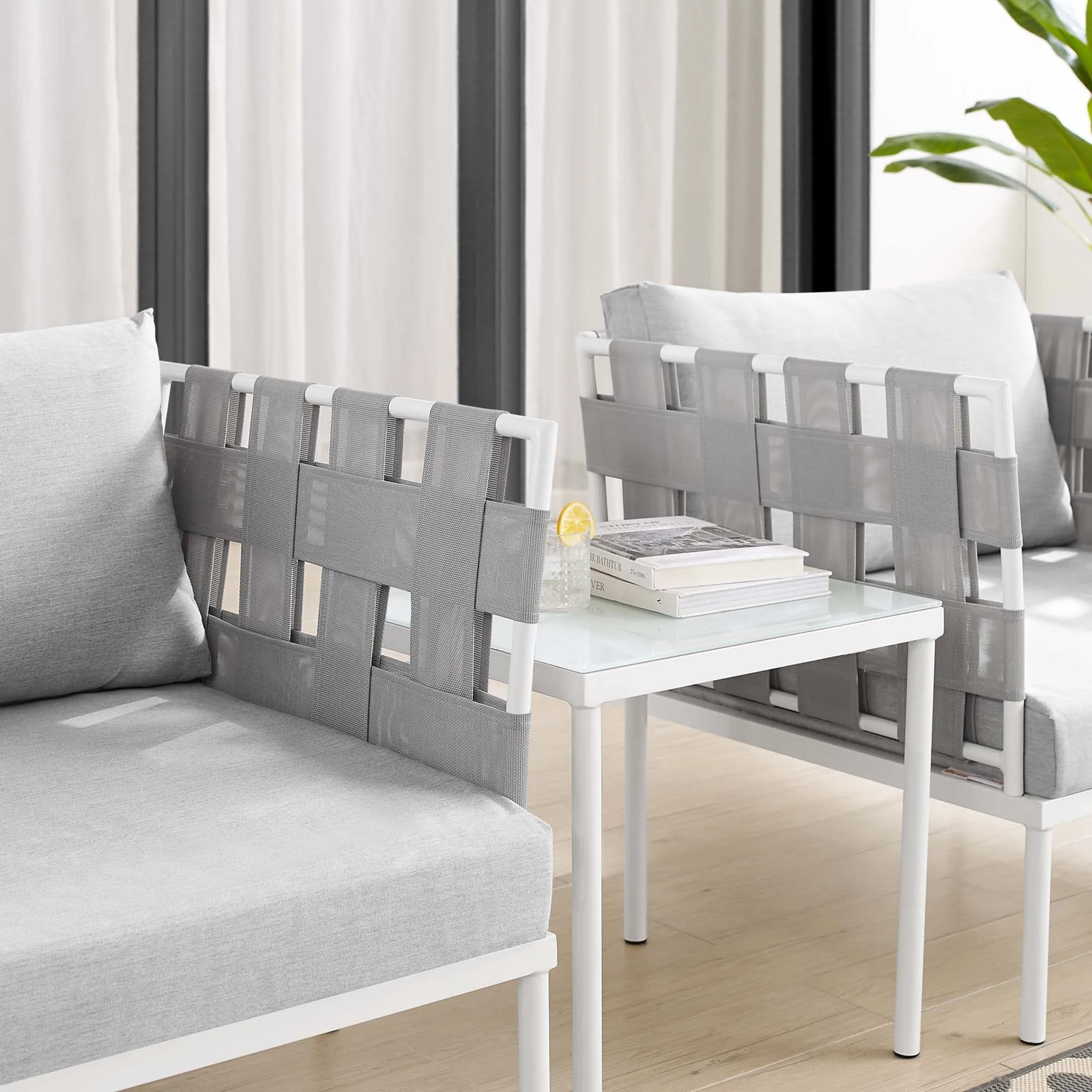 Harmony 3-Piece  Sunbrella® Outdoor Patio Aluminum Seating Set by Modway
