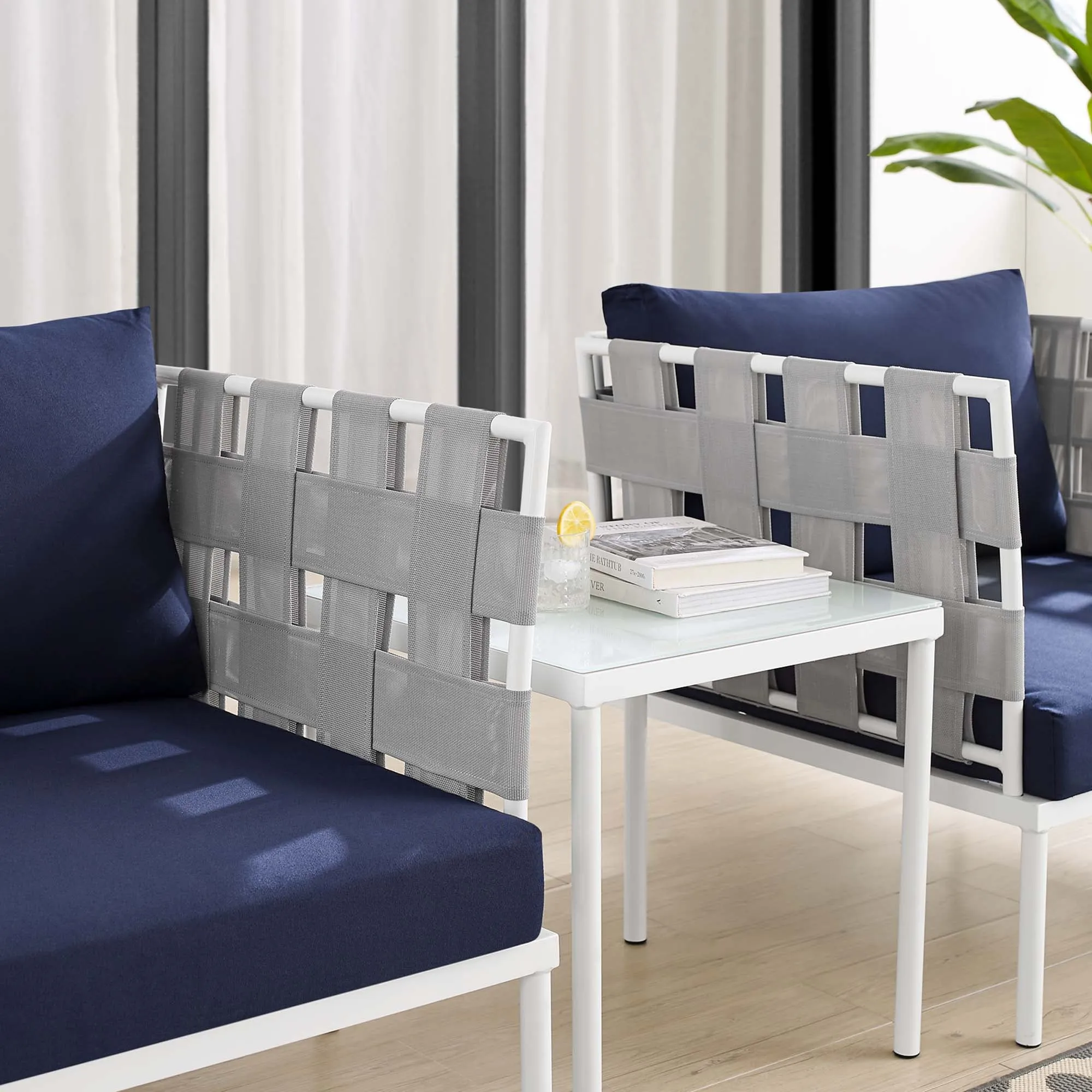 Harmony 3-Piece  Sunbrella® Outdoor Patio Aluminum Seating Set by Modway