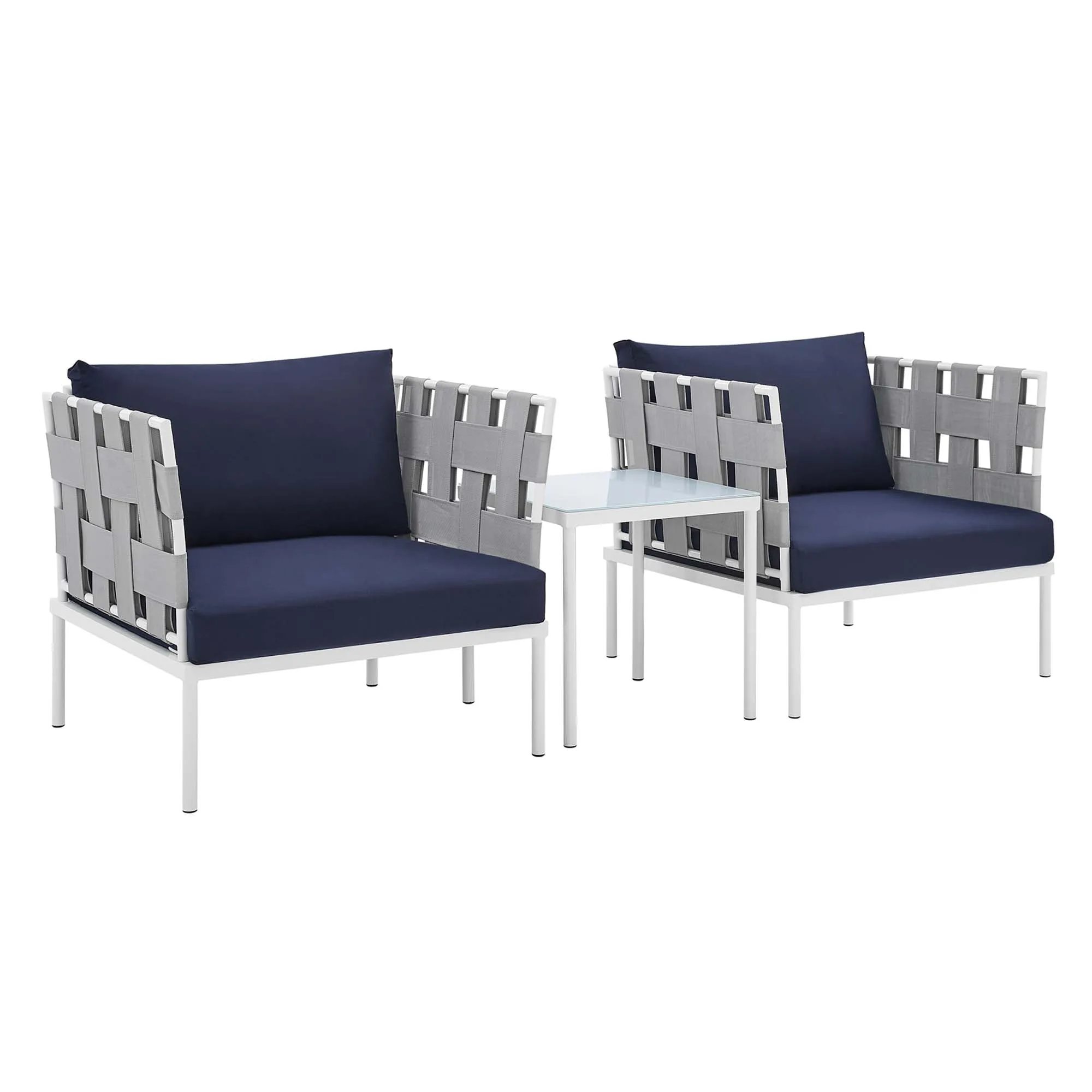 Harmony 3-Piece  Sunbrella® Outdoor Patio Aluminum Seating Set by Modway