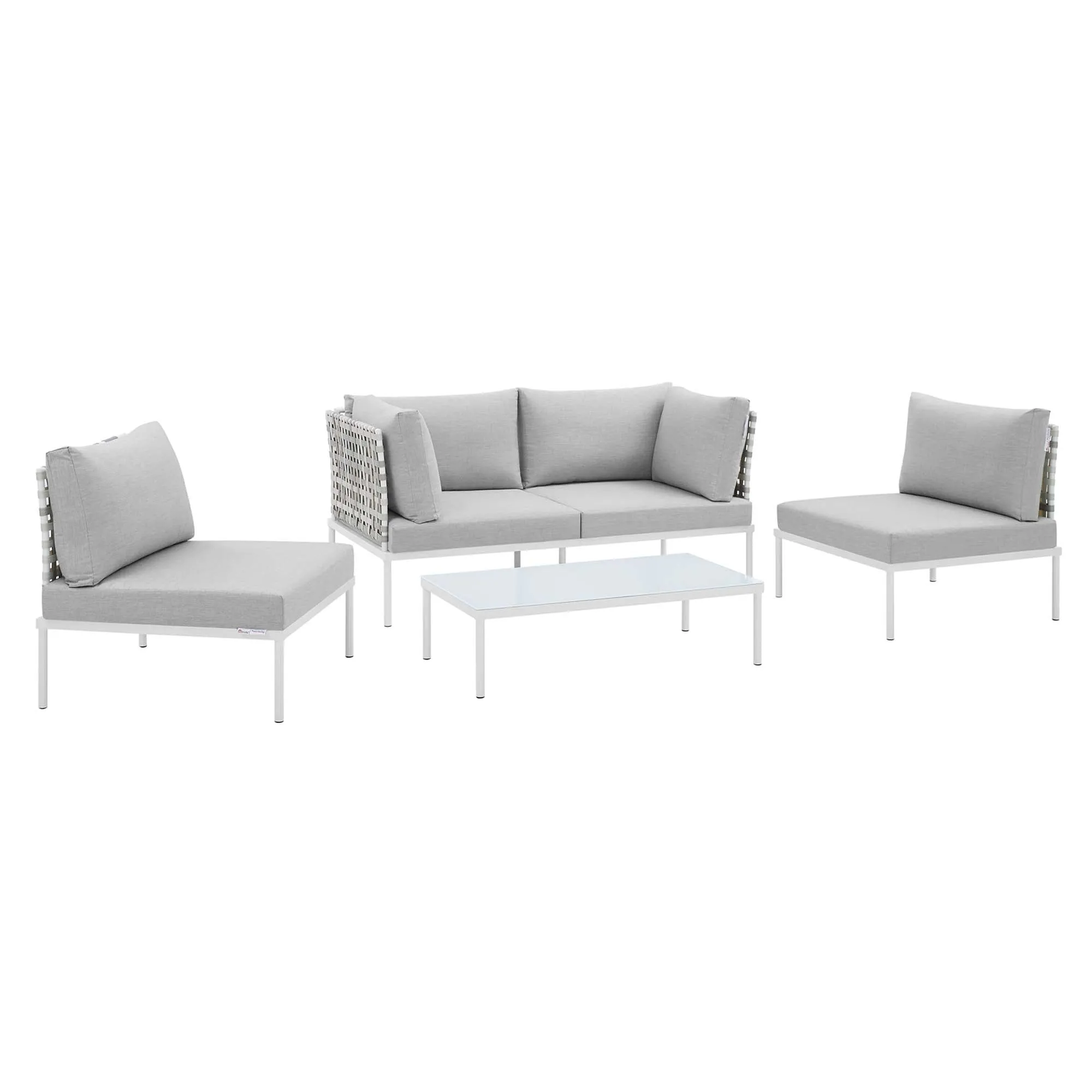 Harmony 4-Piece  Sunbrella® Basket Weave Outdoor Patio Aluminum Seating Set by Modway
