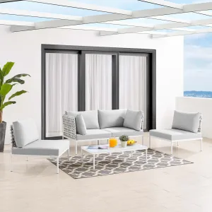Harmony 4-Piece  Sunbrella® Basket Weave Outdoor Patio Aluminum Seating Set by Modway