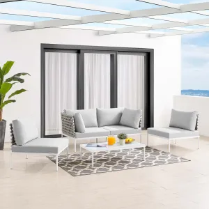 Harmony 4-Piece  Sunbrella® Basket Weave Outdoor Patio Aluminum Seating Set by Modway