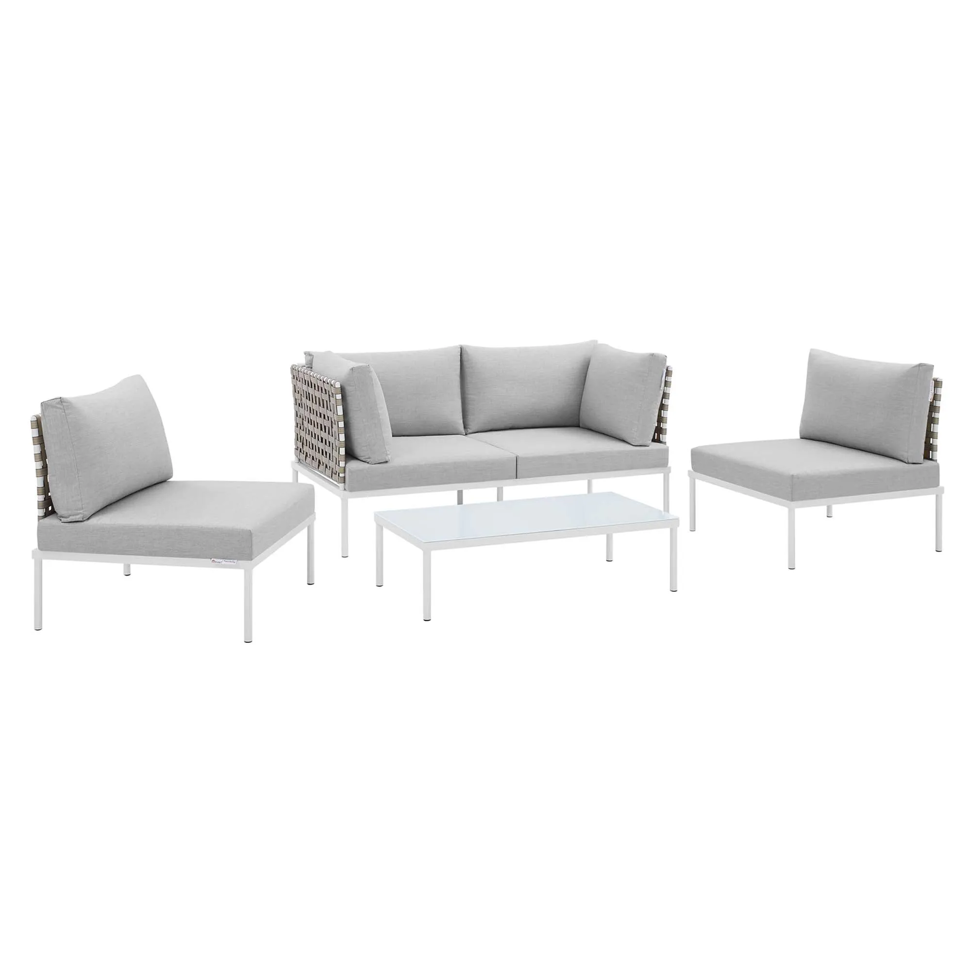 Harmony 4-Piece  Sunbrella® Basket Weave Outdoor Patio Aluminum Seating Set by Modway