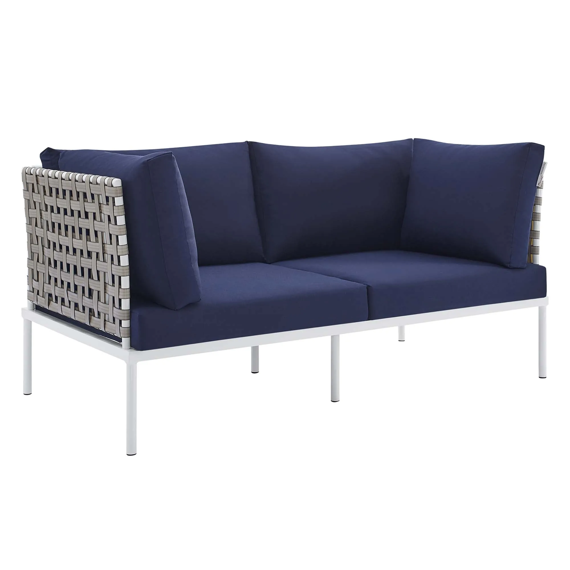 Harmony 4-Piece  Sunbrella® Basket Weave Outdoor Patio Aluminum Seating Set by Modway