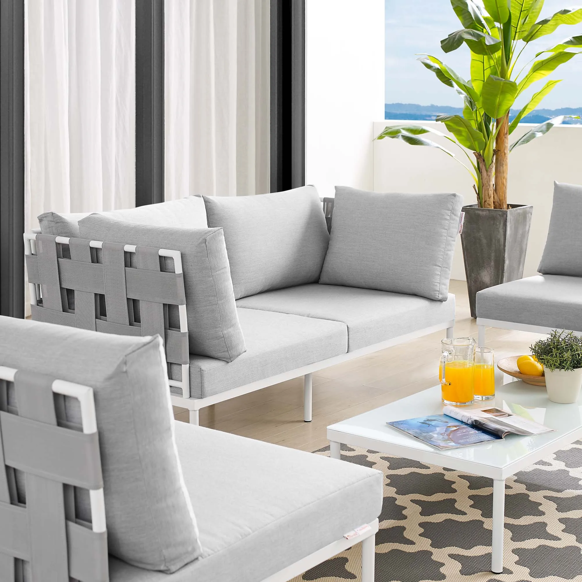 Harmony 4-Piece  Sunbrella® Outdoor Patio Aluminum Seating Set by Modway