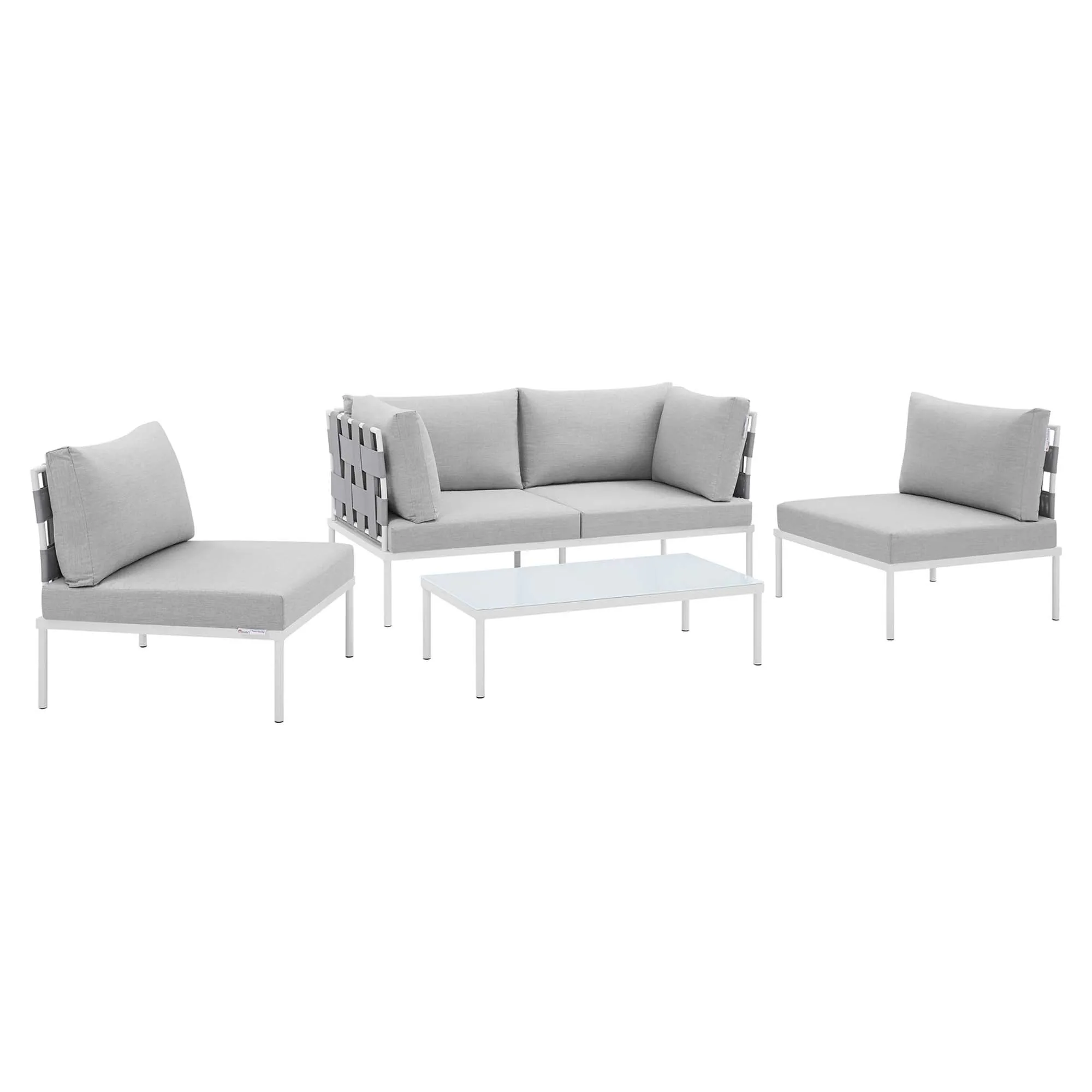 Harmony 4-Piece  Sunbrella® Outdoor Patio Aluminum Seating Set by Modway