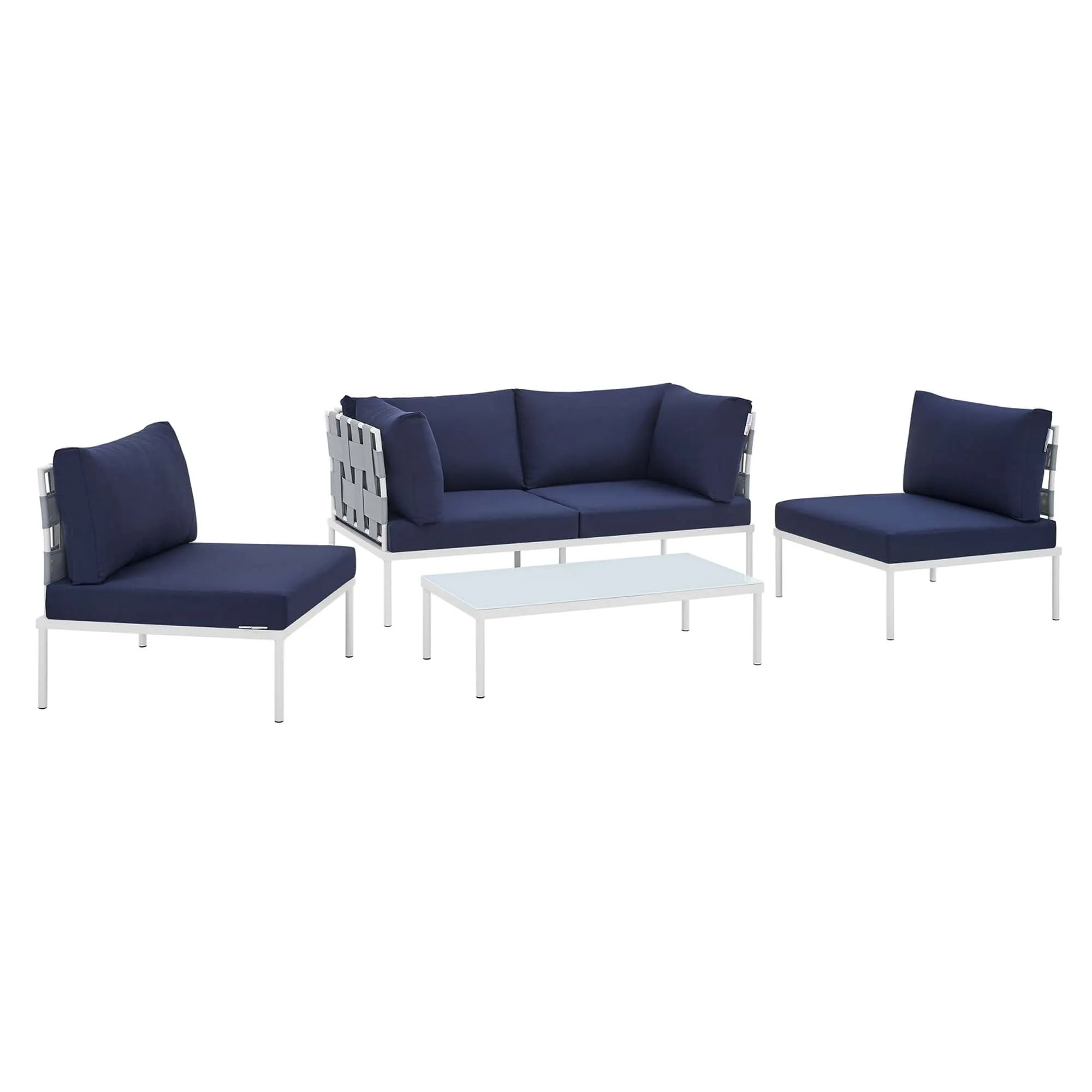 Harmony 4-Piece  Sunbrella® Outdoor Patio Aluminum Seating Set by Modway