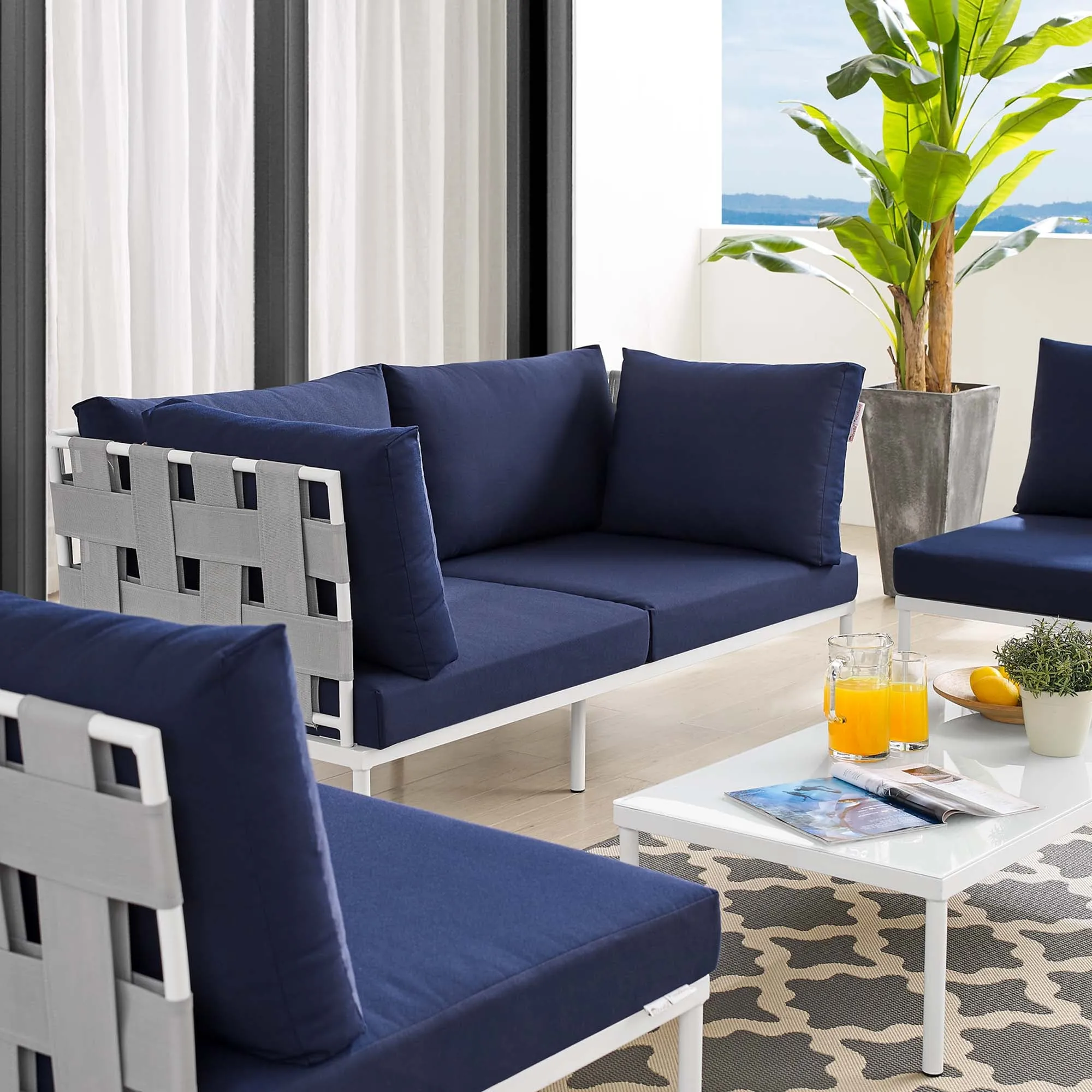 Harmony 4-Piece  Sunbrella® Outdoor Patio Aluminum Seating Set by Modway