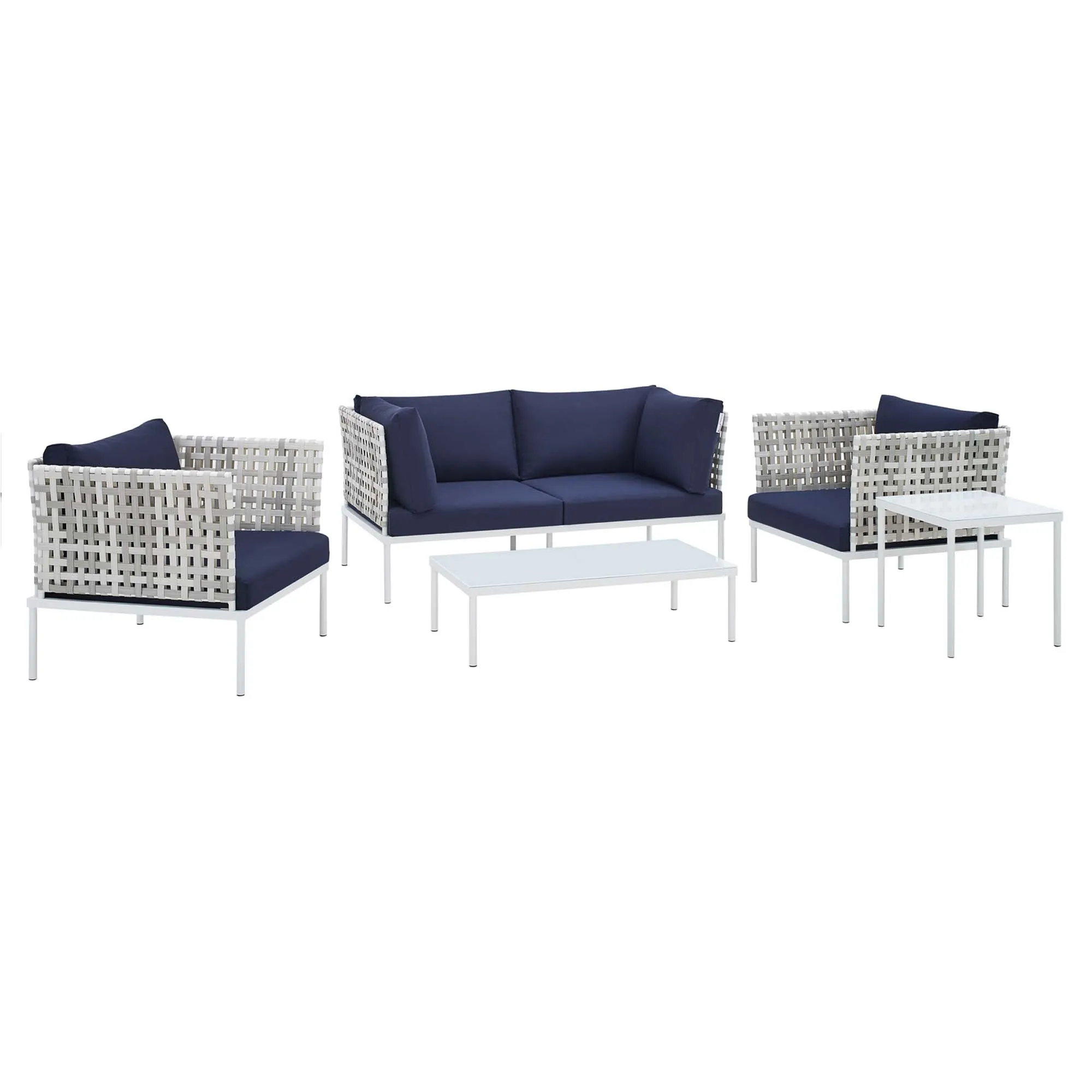 Harmony 5-Piece  Sunbrella® Basket Weave Outdoor Patio Aluminum Seating Set by Modway