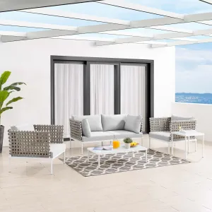 Harmony 5-Piece  Sunbrella® Basket Weave Outdoor Patio Aluminum Seating Set by Modway