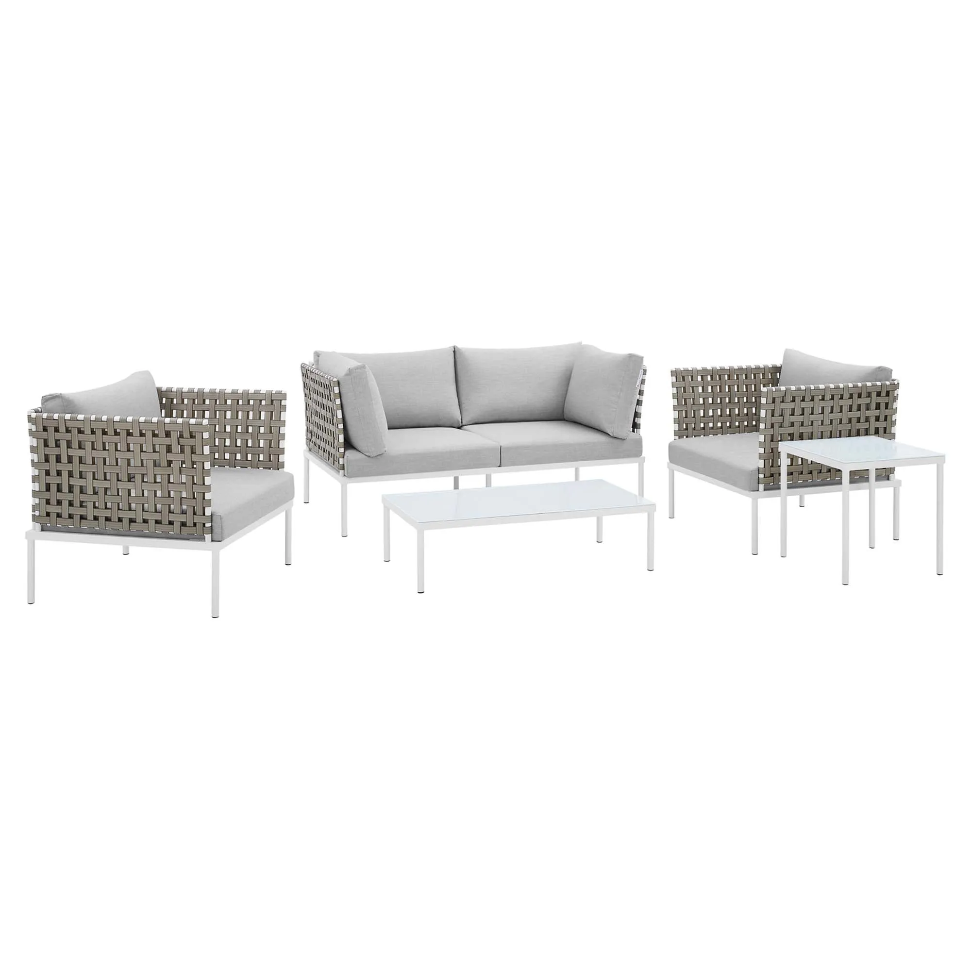 Harmony 5-Piece  Sunbrella® Basket Weave Outdoor Patio Aluminum Seating Set by Modway