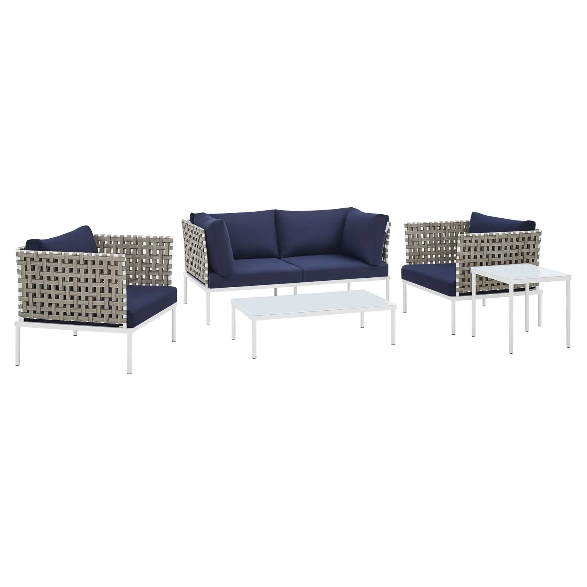 Harmony 5-Piece  Sunbrella® Basket Weave Outdoor Patio Aluminum Seating Set by Modway