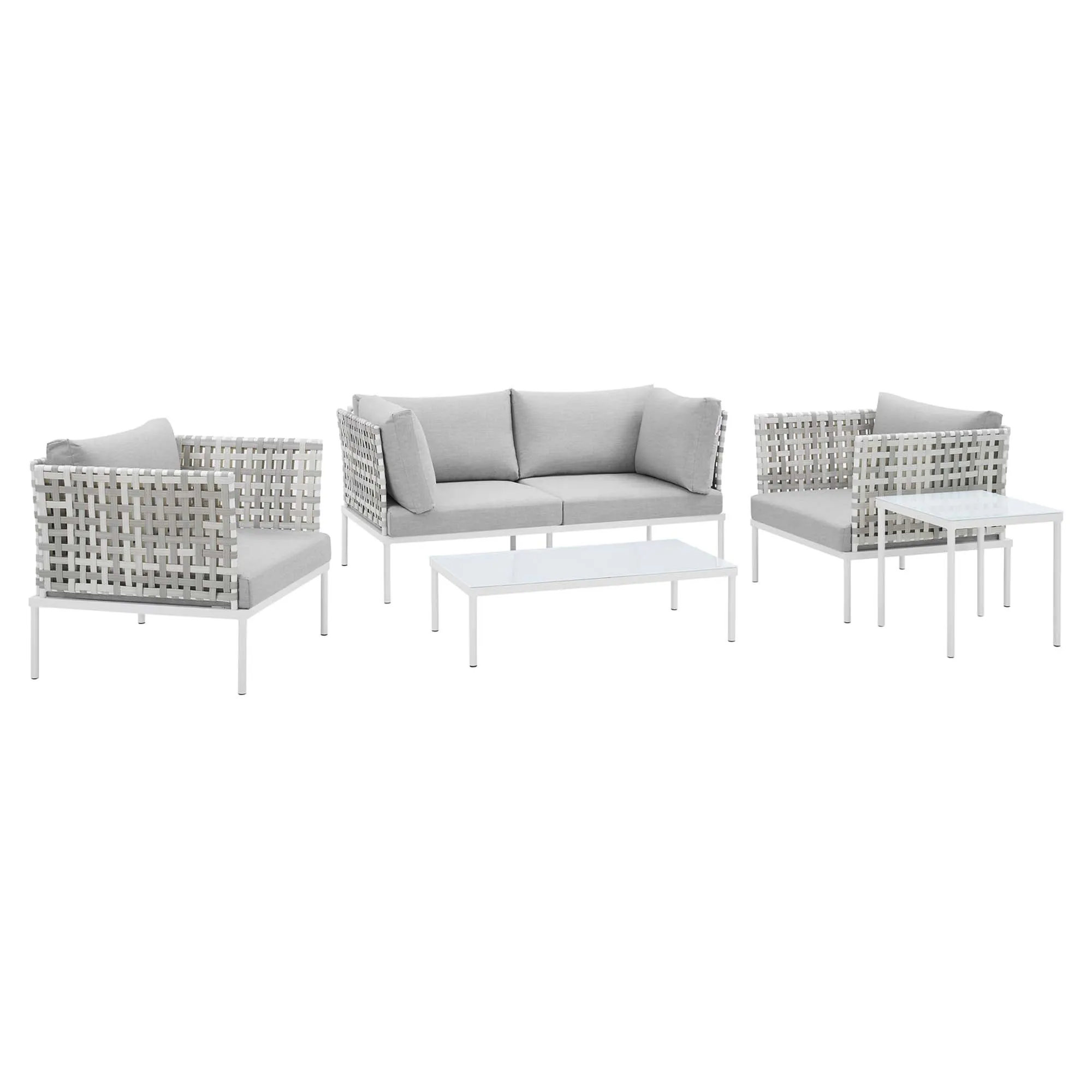 Harmony 5-Piece  Sunbrella® Basket Weave Outdoor Patio Aluminum Seating Set by Modway