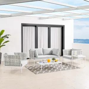 Harmony 5-Piece  Sunbrella® Basket Weave Outdoor Patio Aluminum Seating Set by Modway