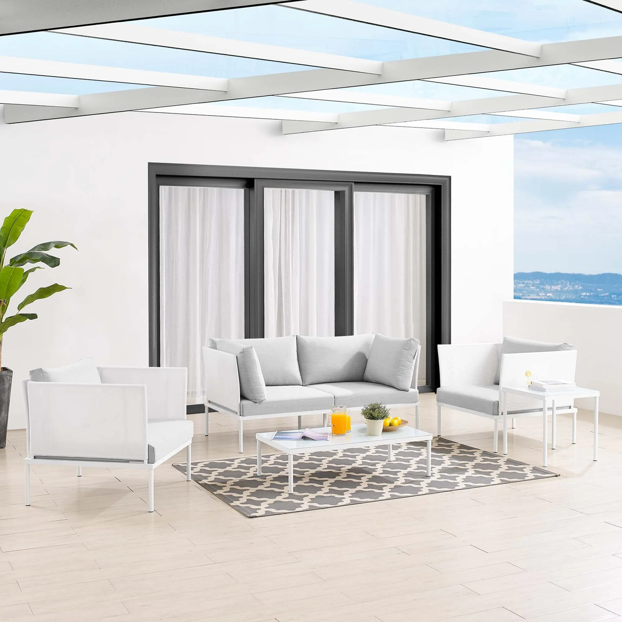 Harmony 5-Piece  Sunbrella® Outdoor Patio Aluminum Furniture Set by Modway