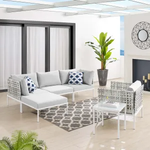Harmony 6-Piece  Sunbrella® Basket Weave Outdoor Patio Aluminum Seating Set by Modway