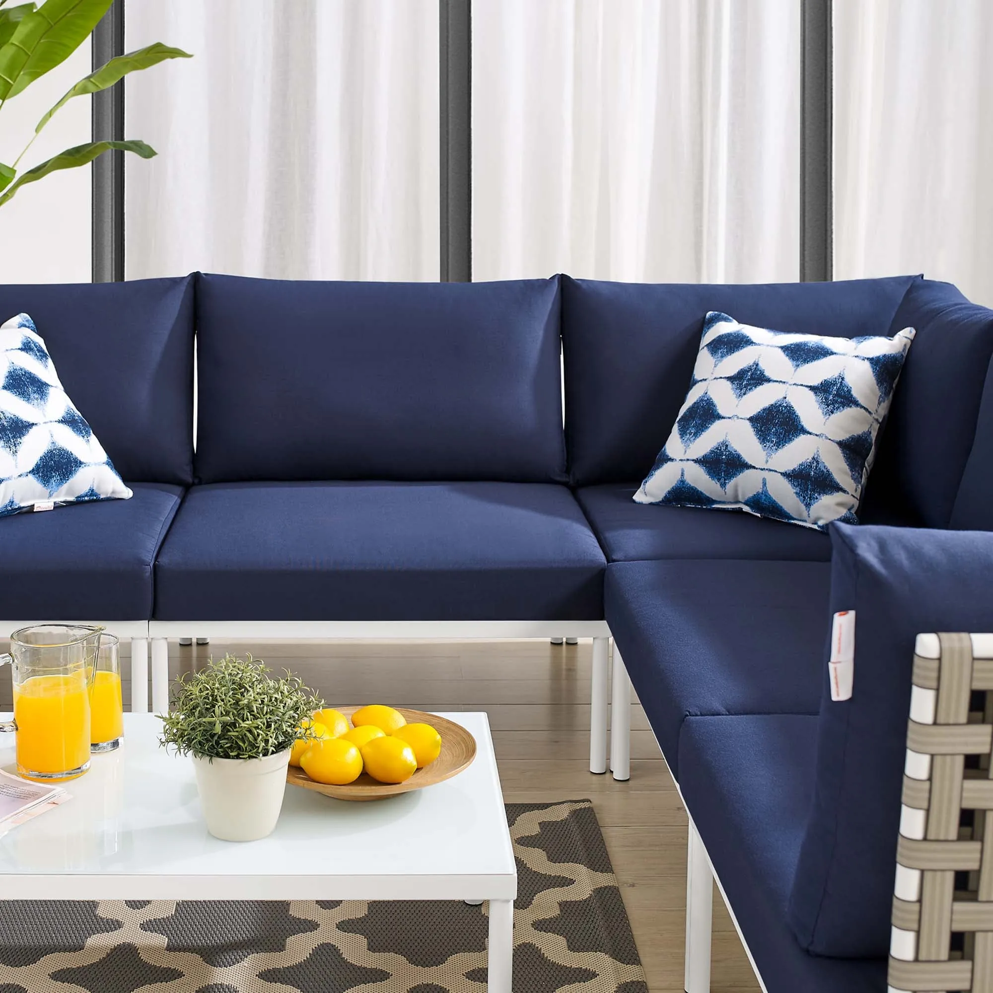 Harmony 6-Piece  Sunbrella® Basket Weave Outdoor Patio Aluminum Sectional Sofa Set by Modway